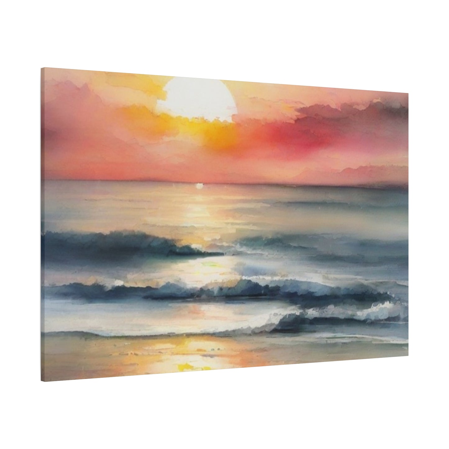 Abstract Art Canvas Print – Modern Wall Art, Digital Artwork, Matte Canvas, Ready to Hang, Home & Office Décor, Modern Wall Décor, Coastal Sunset Canvas Wall Art - 12" x 16" Stretched Print