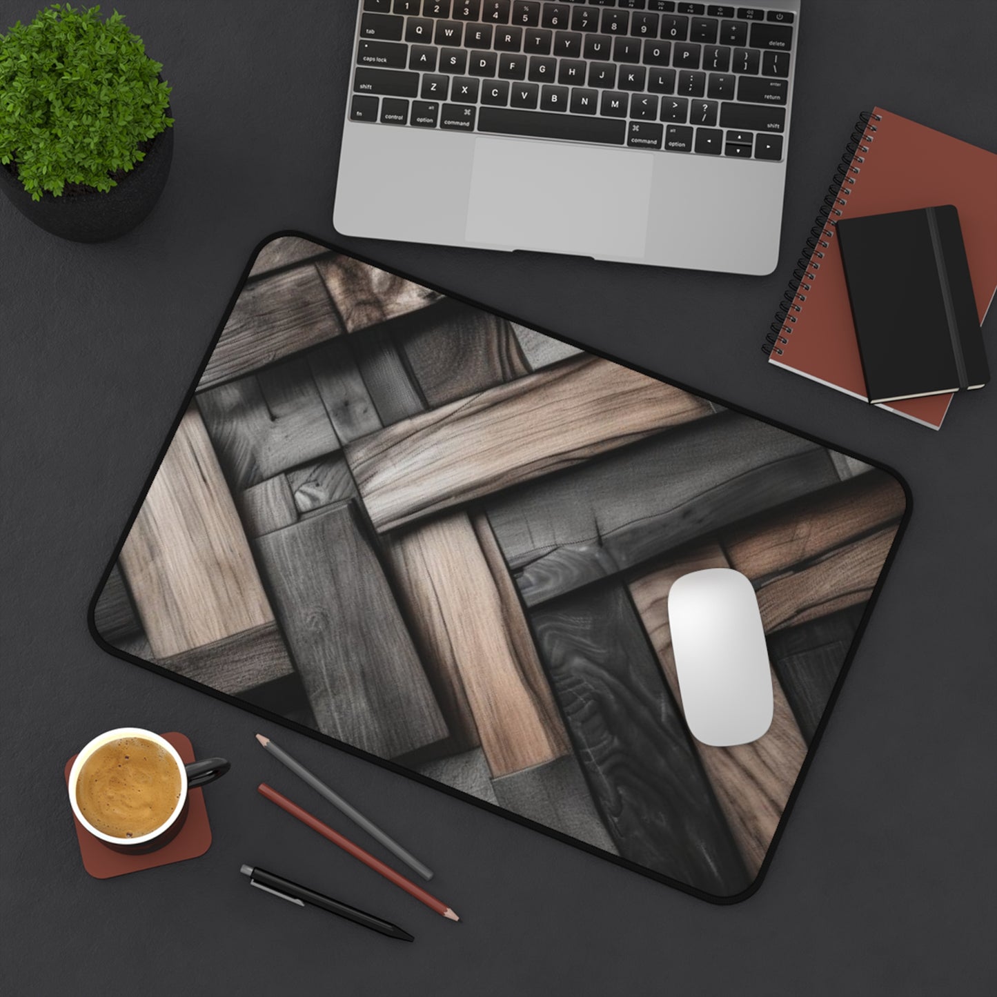 Large Gaming Mouse Pad – Premium Mouse Pad & Tech Accessory for Home & Office, Premium Desk Mat, Gaming Mouse Pad, Non-slip, Elegant Wooden Textured Desk Mat - Sleek Black Base for Home Office