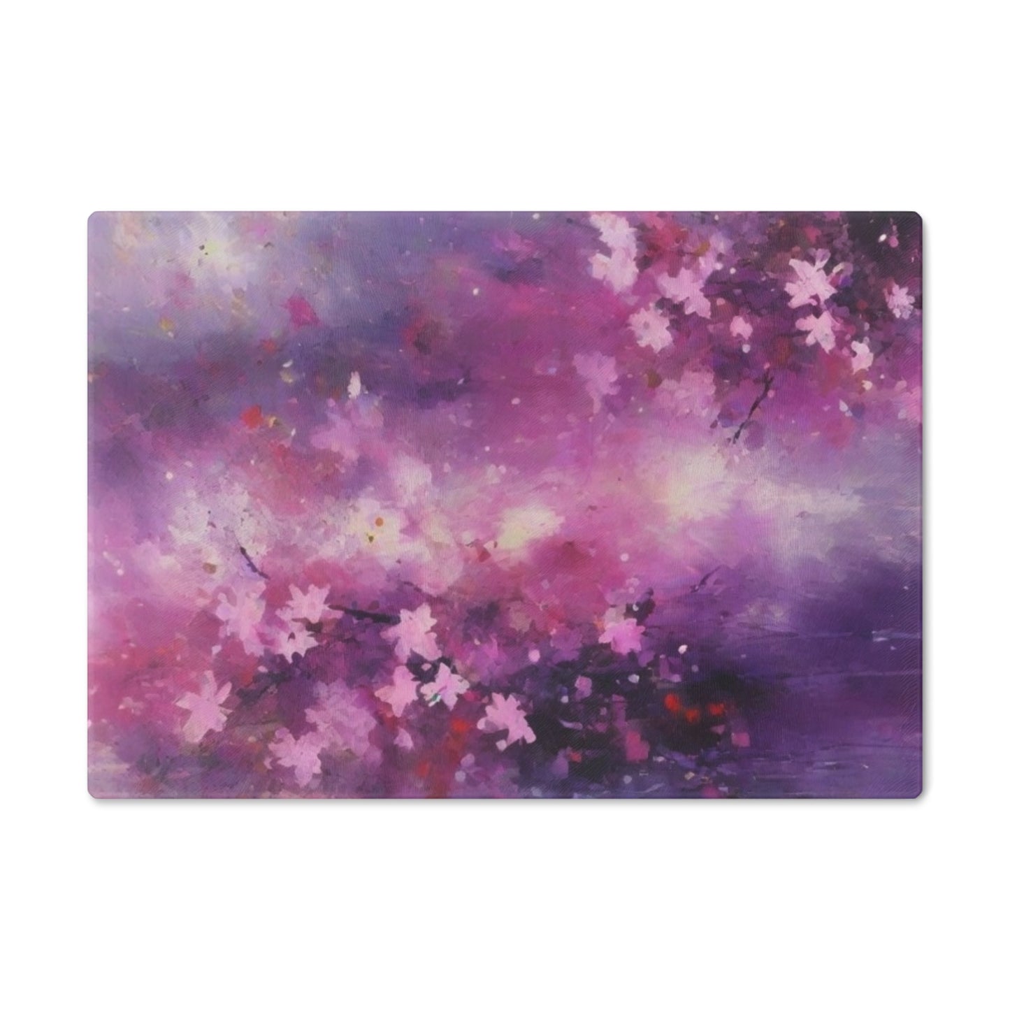 Tempered Glass Cutting Board – Hygienic, Scratch-Resistant, Dishwasher-Safe | Modern Kitchen Essential, Floral Artistic Cutting Board - Purple Blossom Design