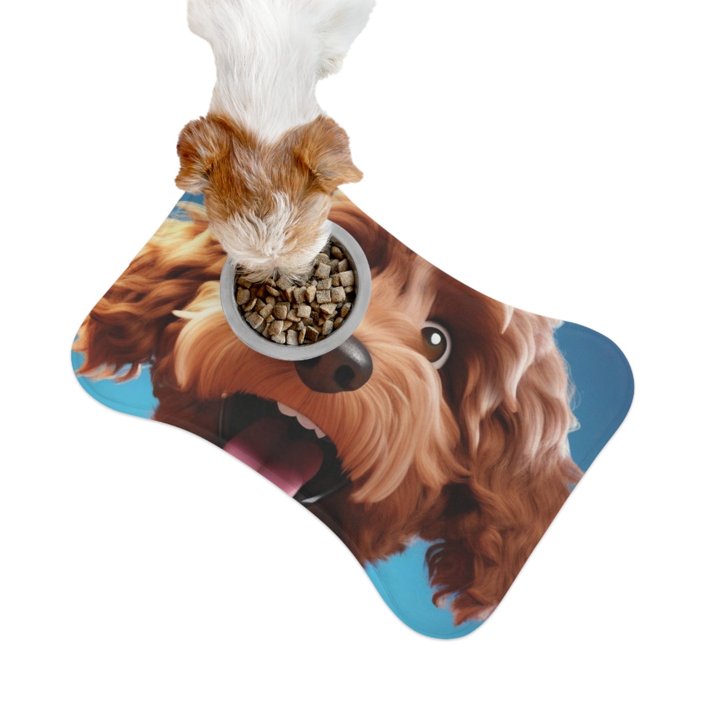 Designer Pet Feeding Mat – Non-Slip, Absorbent & Bone Shaped for Mess-Free Meals
