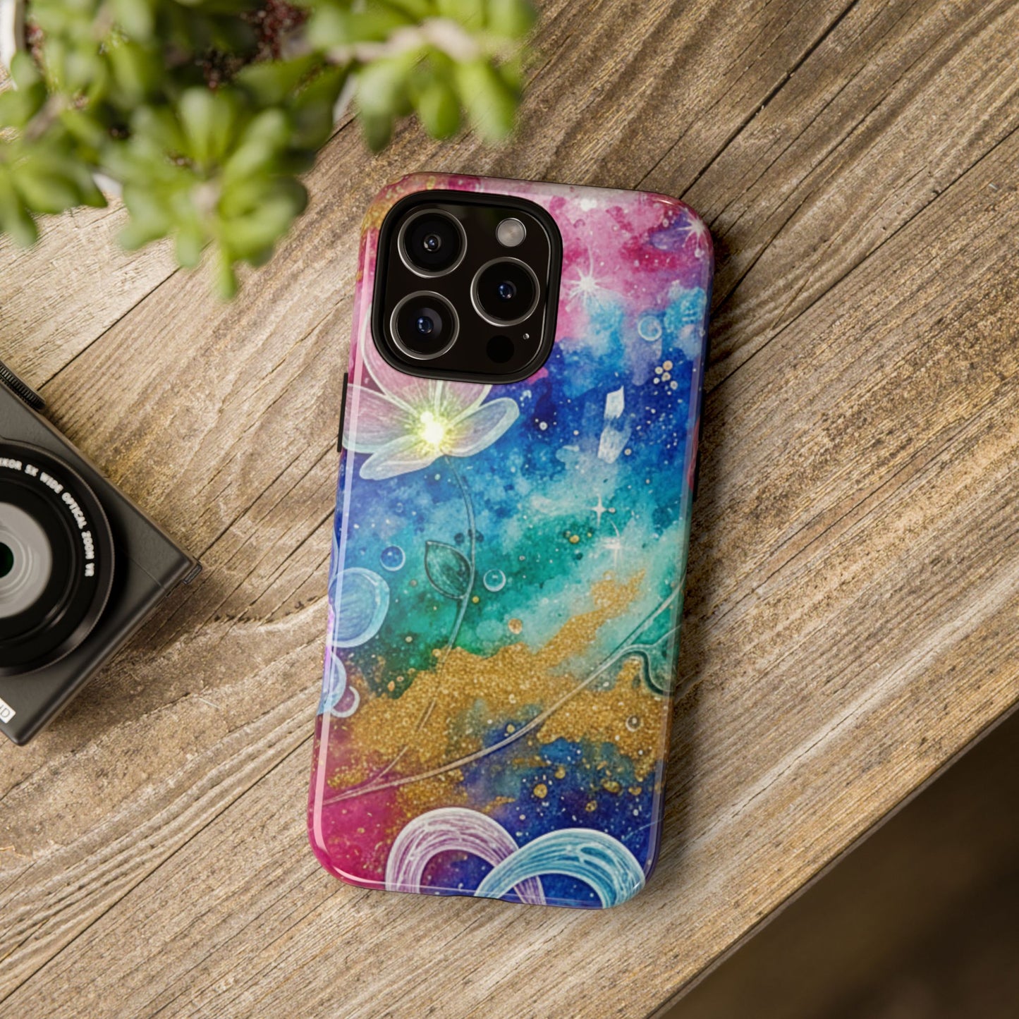 iPhone Tough Cases, iPhone 17 phone case, Phone Cases for iPhone 14\15\16\17 – Dual Layer, Matte/Glossy Finish, Wireless Charging Compatible, Galaxy Floral Tough Phone Case — Colorful Bubbles Design