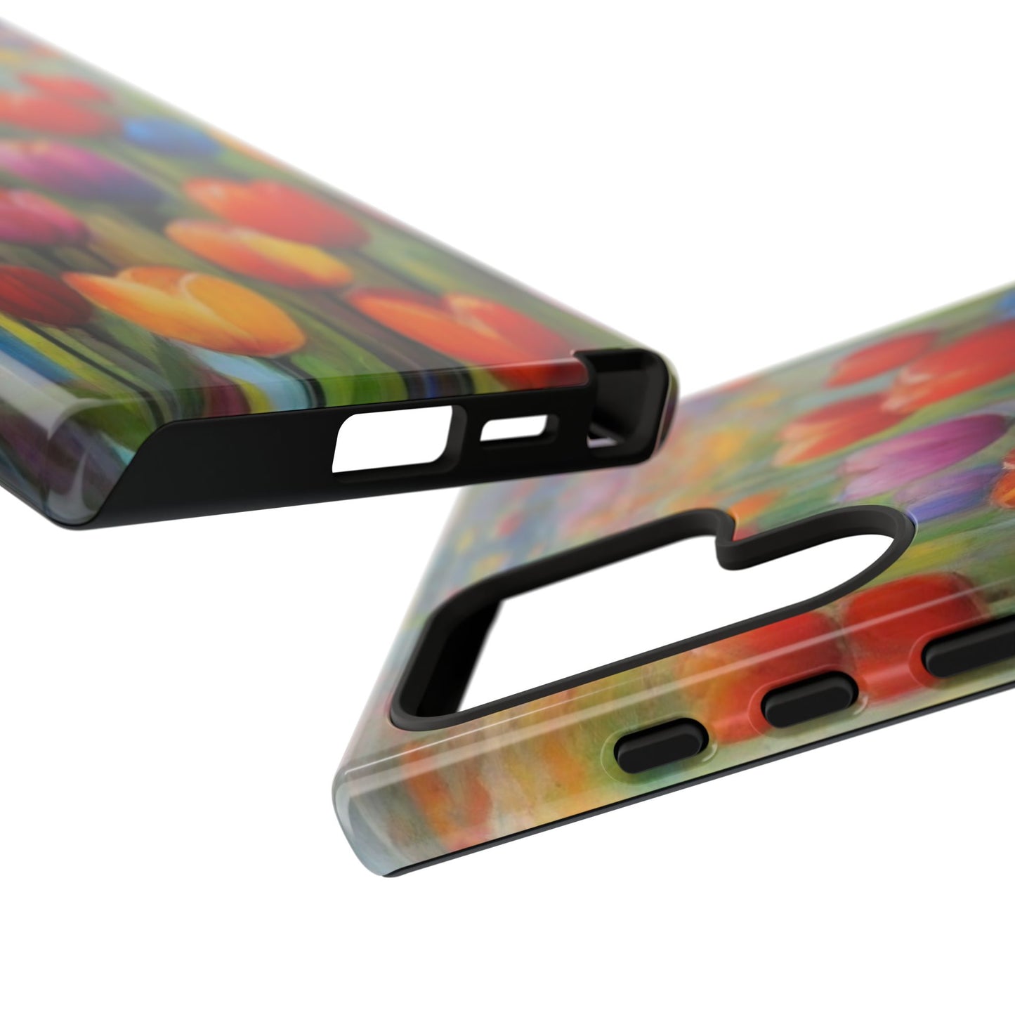 Tough Case Phone Case for Samsung Galaxy S25/S24– Dual Layer, Matte/Glossy Finish, Wireless Charging Compatible, Colorful Tulip Phone Case