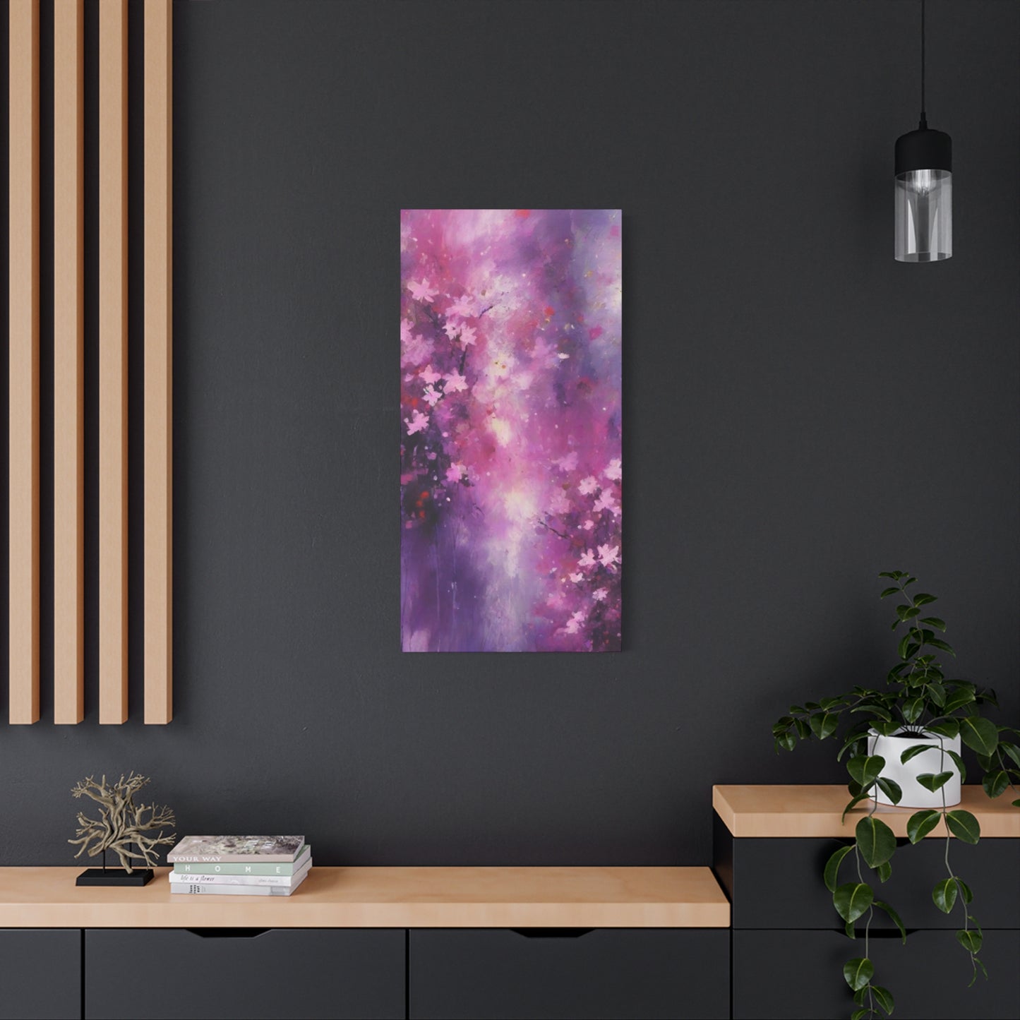 Abstract Art Canvas Print – Modern Wall Art, Digital Artwork, Matte Canvas, Ready to Hang, Home & Office Décor, Modern Wall Décor, Floral Abstract Wall Art - Purple Blossom Matte Canvas