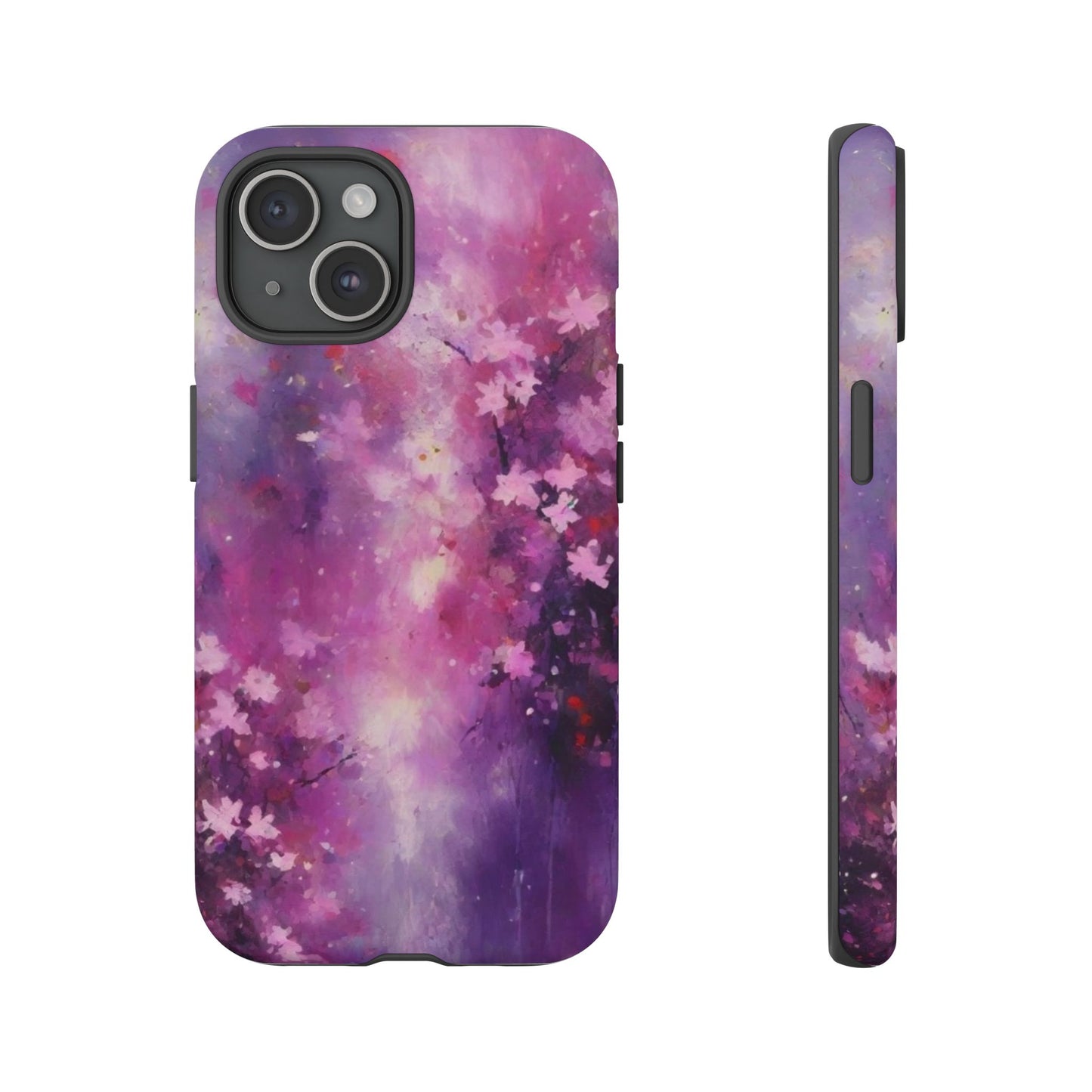 iPhone Tough Case Phone Case for iPhone 14\15\16 – Dual Layer, Matte/Glossy Finish, Wireless Charging Compatible, Cherry Blossom Phone Case
