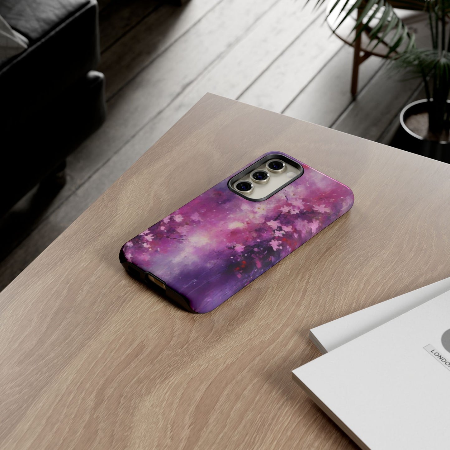 Tough Case Phone Case for Samsung Galaxy S25/S24/S23 – Dual Layer, Matte/Glossy Finish, Wireless Charging Compatible, Cherry Blossom Tough Case - Floral Phone Cover
