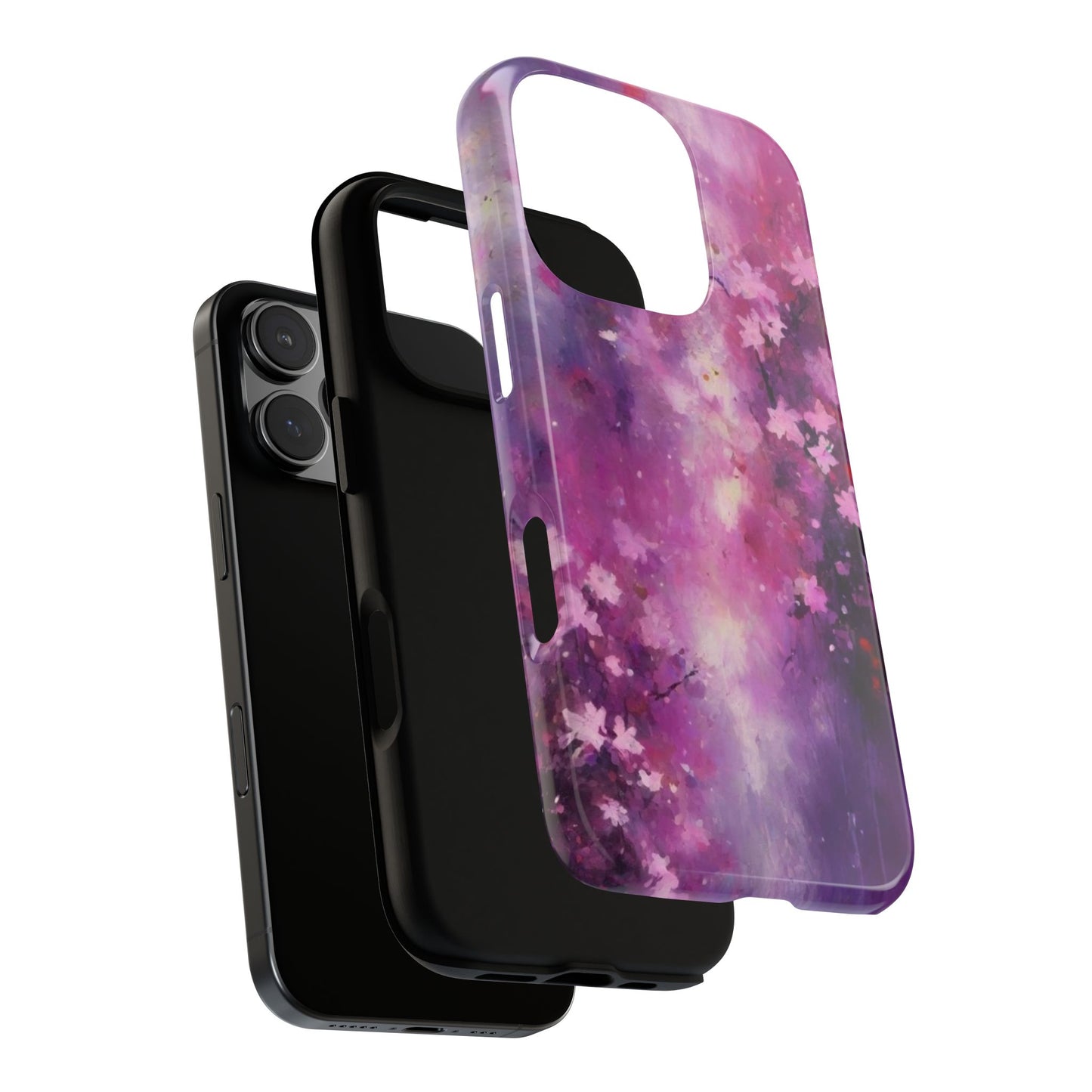 iPhone Tough Case Phone Case for iPhone 14\15\16 – Dual Layer, Matte/Glossy Finish, Wireless Charging Compatible, Cherry Blossom Phone Case
