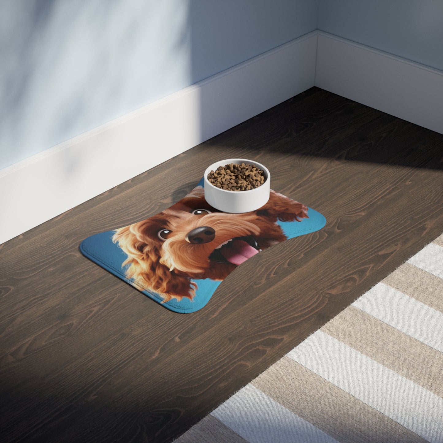 Designer Pet Feeding Mat – Non-Slip, Absorbent & Bone Shaped for Mess-Free Meals