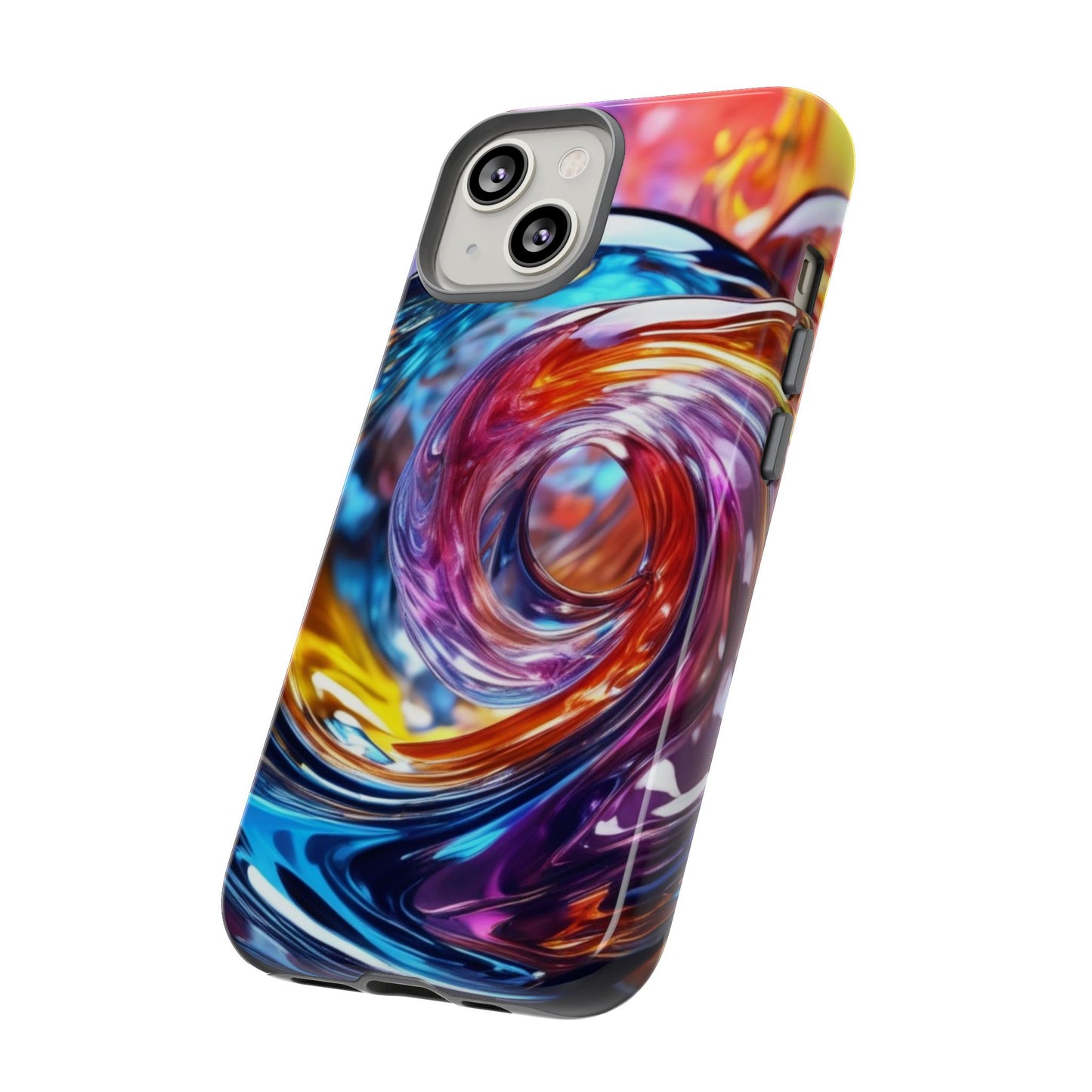 iPhone Tough Case Phone Case for iPhone 14\15\16 – Dual Layer, Matte/Glossy Finish, Wireless Charging CompatibleVibrant Swirl Phone Case - Tough Cases for Protection