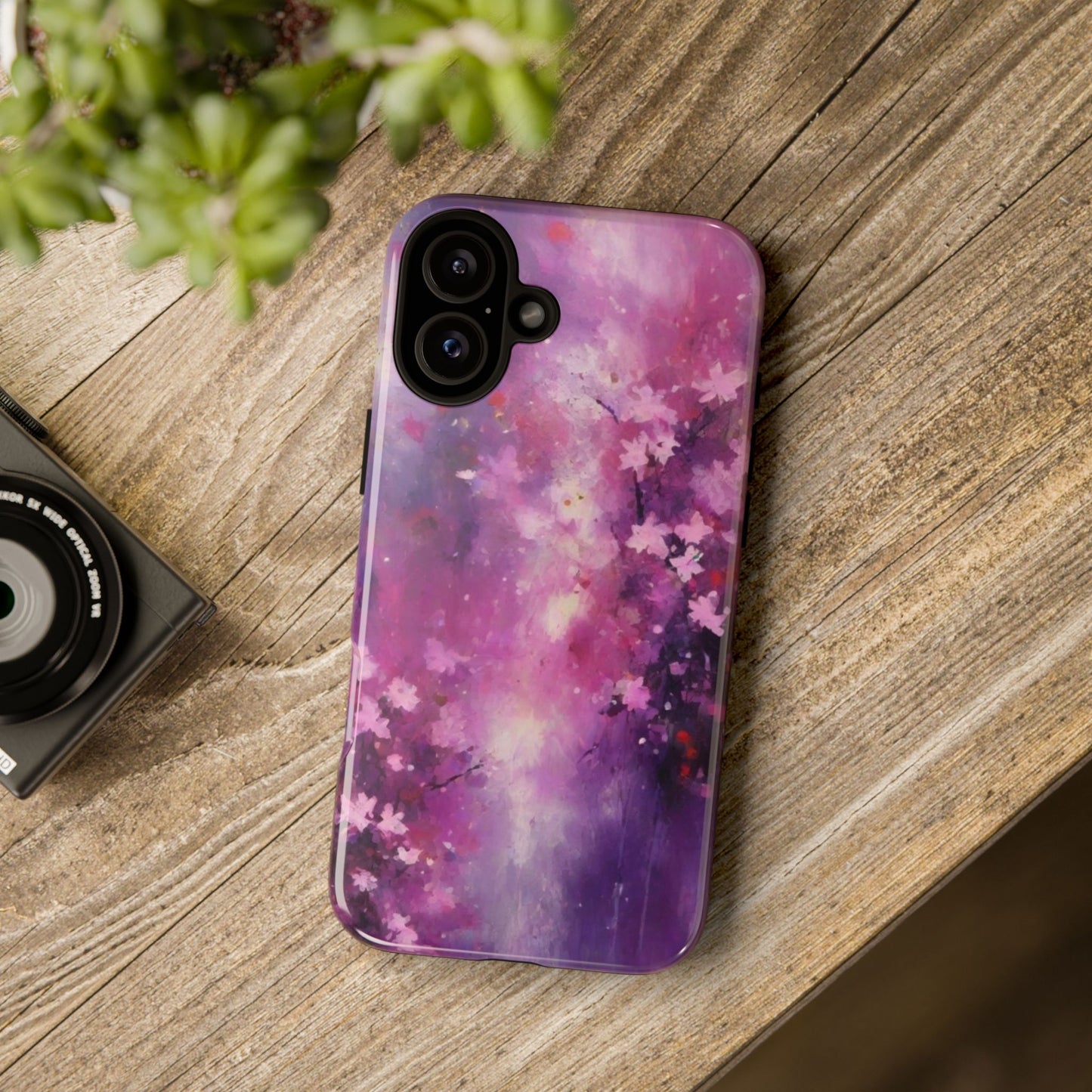 iPhone Tough Case Phone Case for iPhone 14\15\16 – Dual Layer, Matte/Glossy Finish, Wireless Charging Compatible, Cherry Blossom Phone Case
