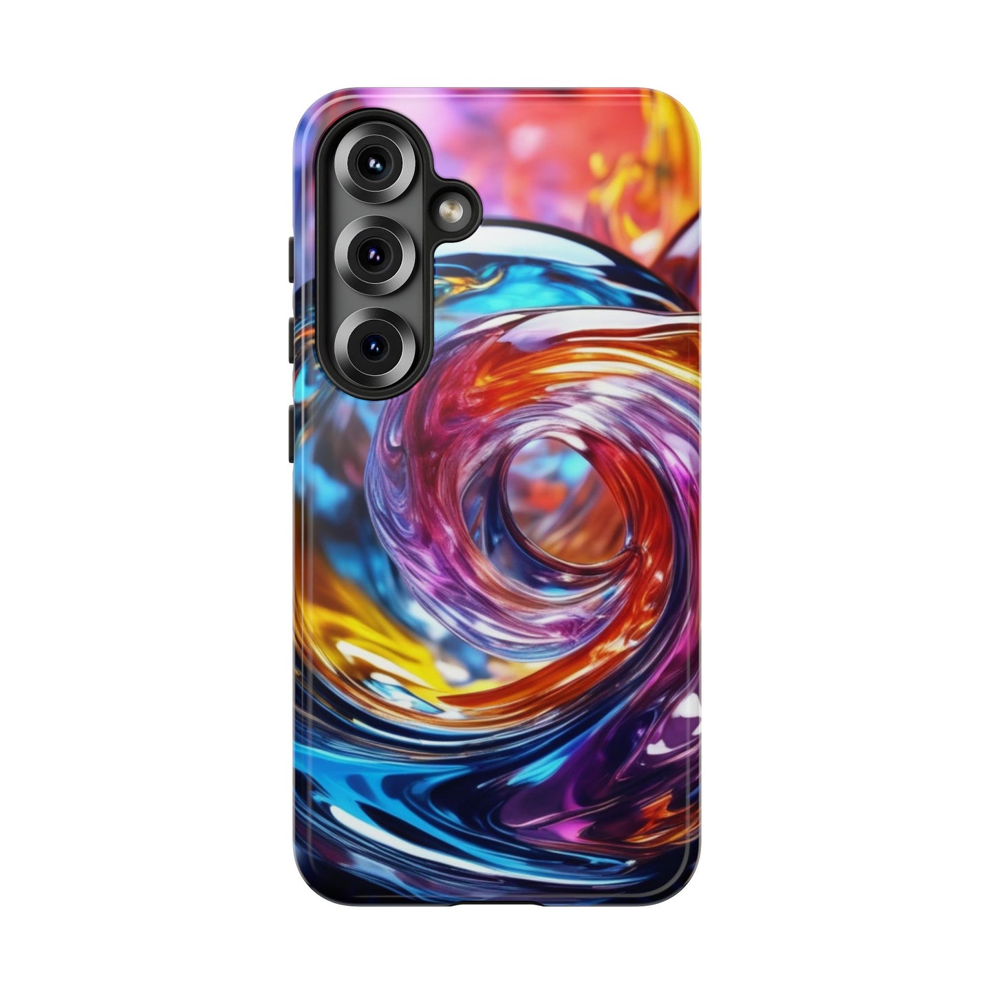 Tough Case Phone Case for Samsung Galaxy S25/S24 – Dual Layer, Matte/Glossy Finish, Wireless Charging Compatible, Vibrant Swirl Phone Case - Tough Cases for Stylish Protection