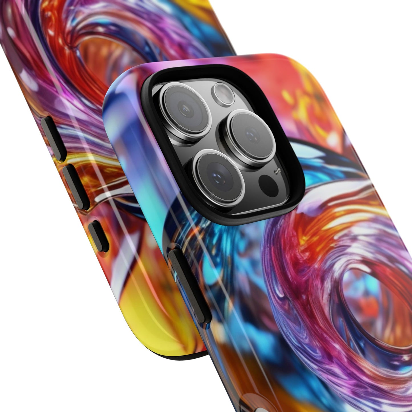iPhone Tough Case Phone Case for iPhone 14\15\16 – Dual Layer, Matte/Glossy Finish, Wireless Charging CompatibleVibrant Swirl Phone Case - Tough Cases for Protection