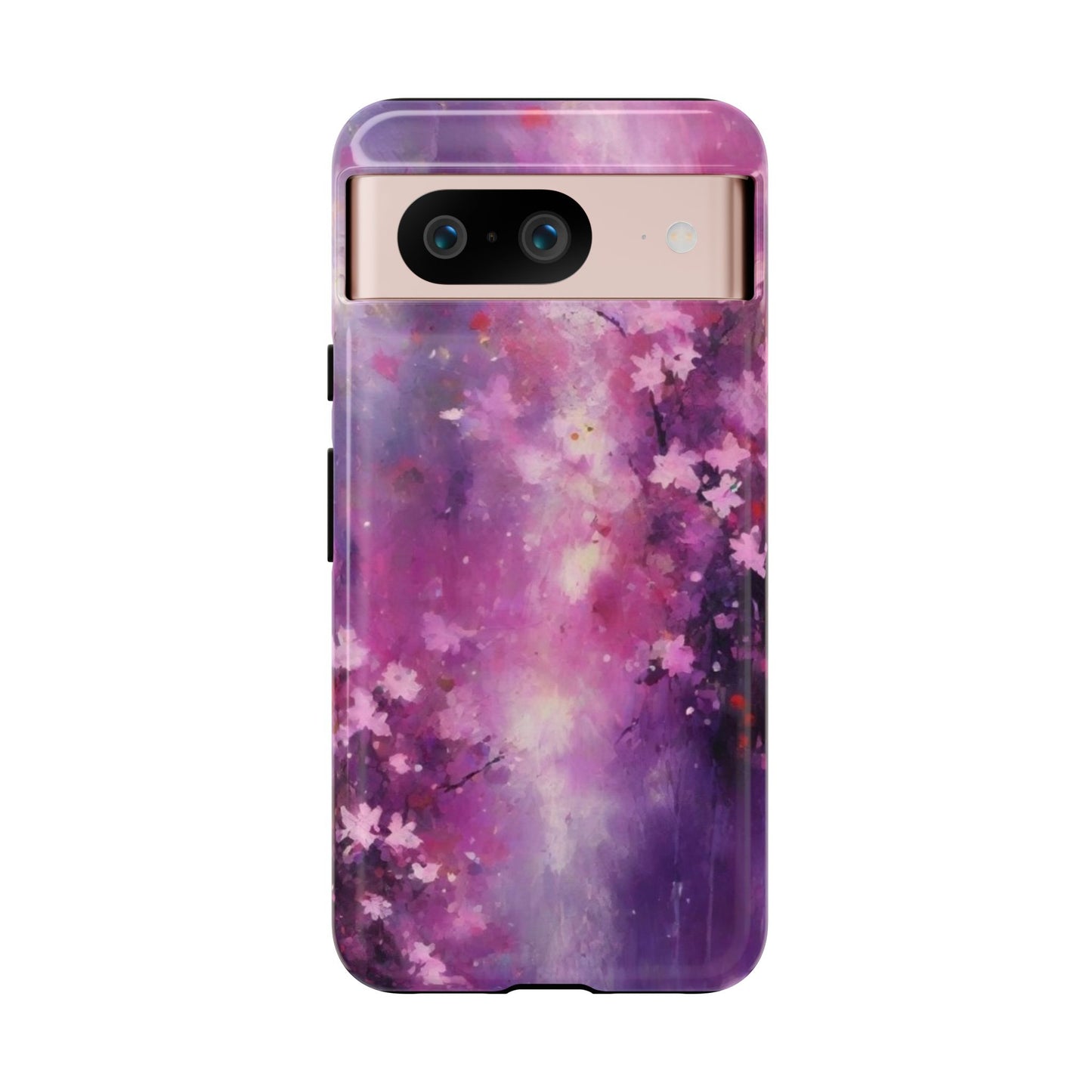 Tough Case Phone Case for Google Pixel 7/8/9– Dual Layer, Matte/Glossy Finish, Wireless Charging Compatible, Artistic Floral Phone Case - Tough Cases with Cherry Blossom Design
