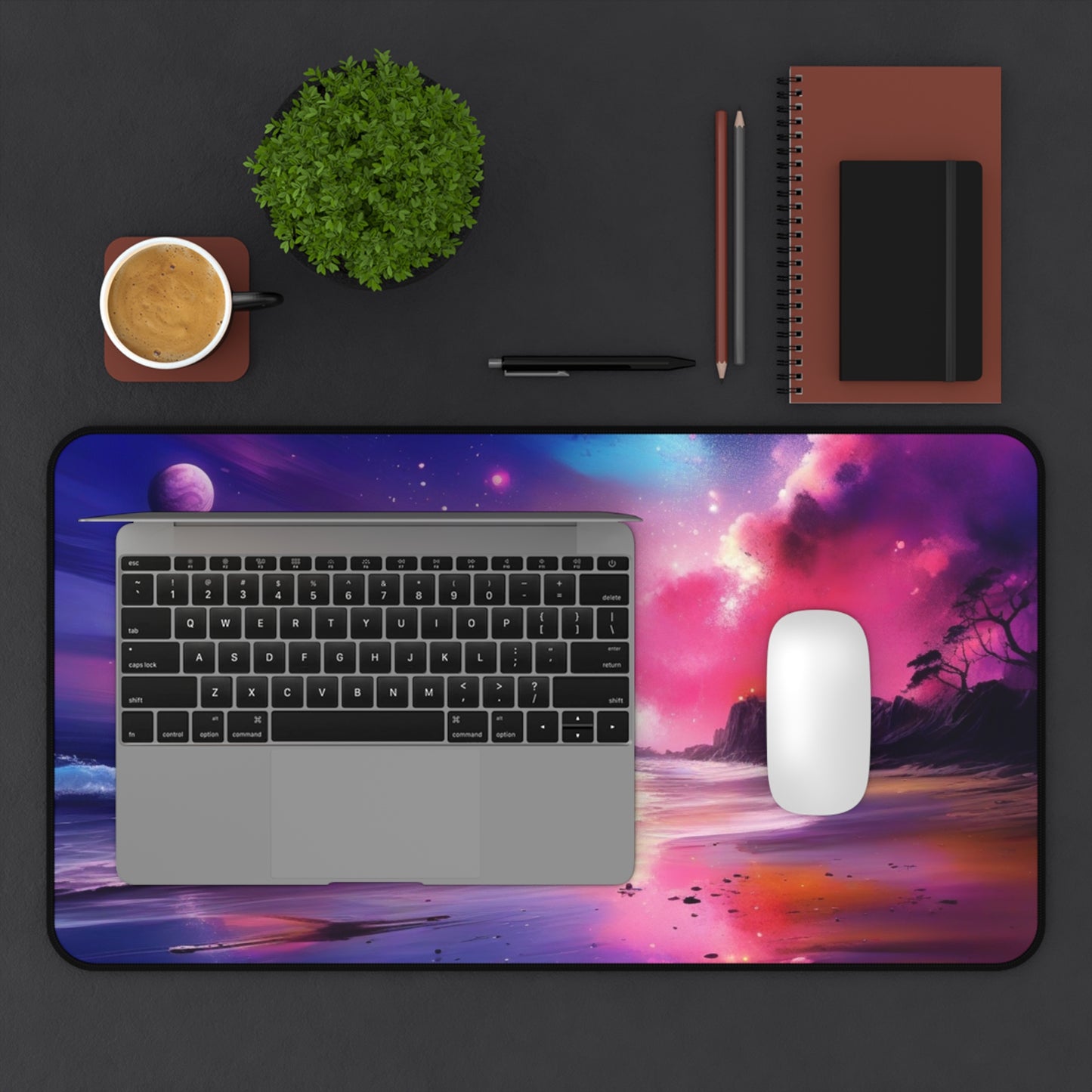 Large Gaming Mouse Pad – Premium Mouse Pad & Tech Accessory for Home & Office, Premium Desk Mat, Gaming Mouse Pad, Non-slip, Cosmic Serenity Desk Mat – Vibrant Ocean & Galaxy Design for Home Office