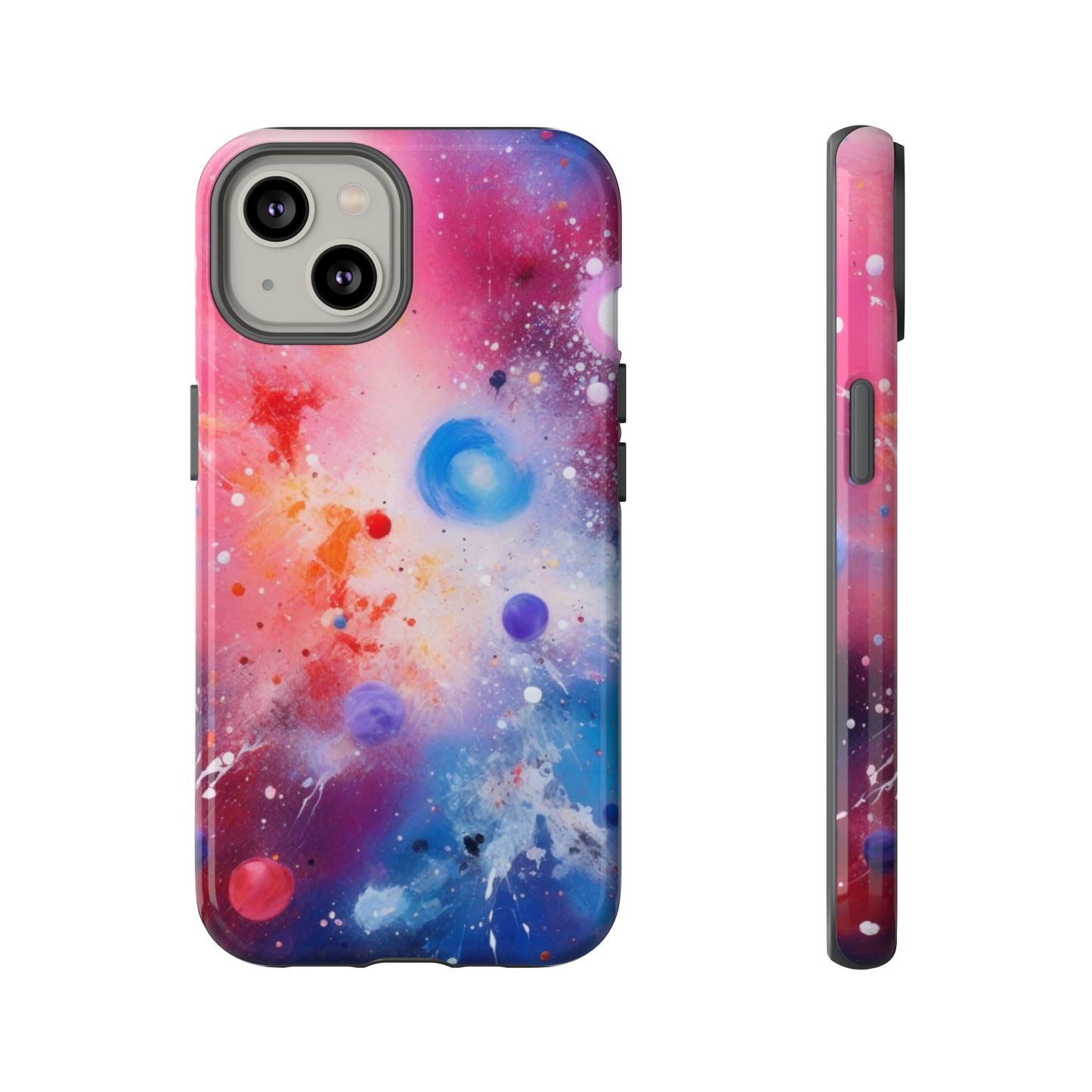iPhone Tough Case Phone Case for iPhone 14\15\16 – Dual Layer, Matte/Glossy Finish, Wireless Charging Compatible, Galaxy-Themed Tough Phone Case – Vibrant Space Design for Audiophiles and Fashion Lovers