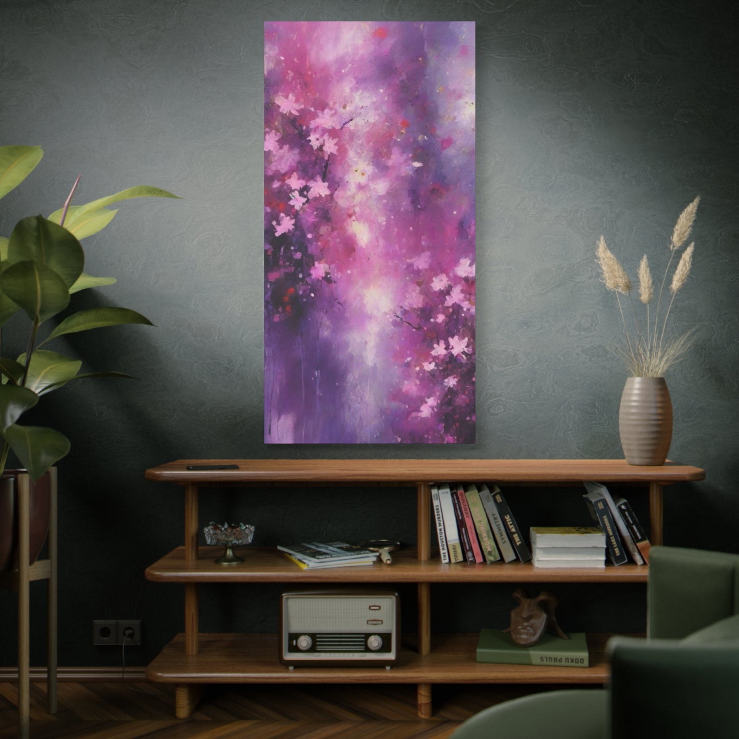 Abstract Art Canvas Print – Modern Wall Art, Digital Artwork, Matte Canvas, Ready to Hang, Home & Office Décor, Modern Wall Décor, Floral Abstract Wall Art - Purple Blossom Matte Canvas