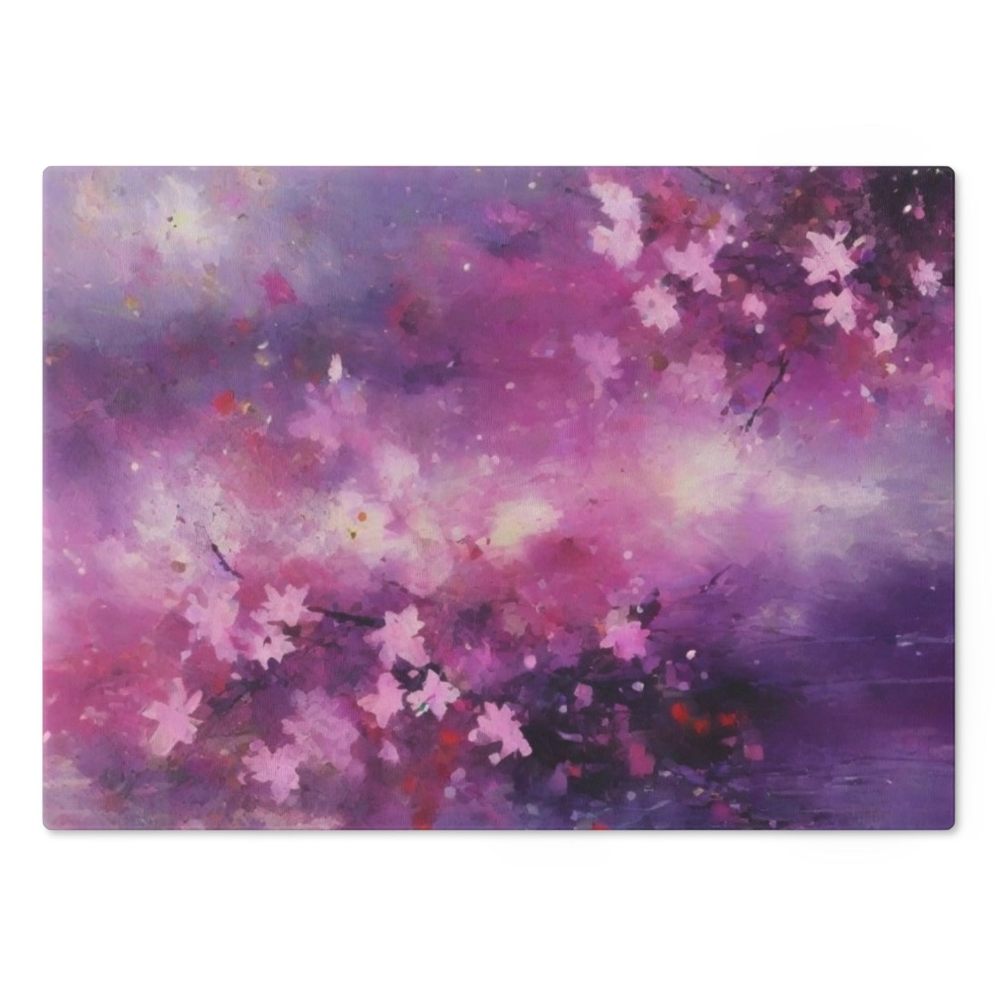 Tempered Glass Cutting Board – Hygienic, Scratch-Resistant, Dishwasher-Safe | Modern Kitchen Essential, Floral Artistic Cutting Board - Purple Blossom Design