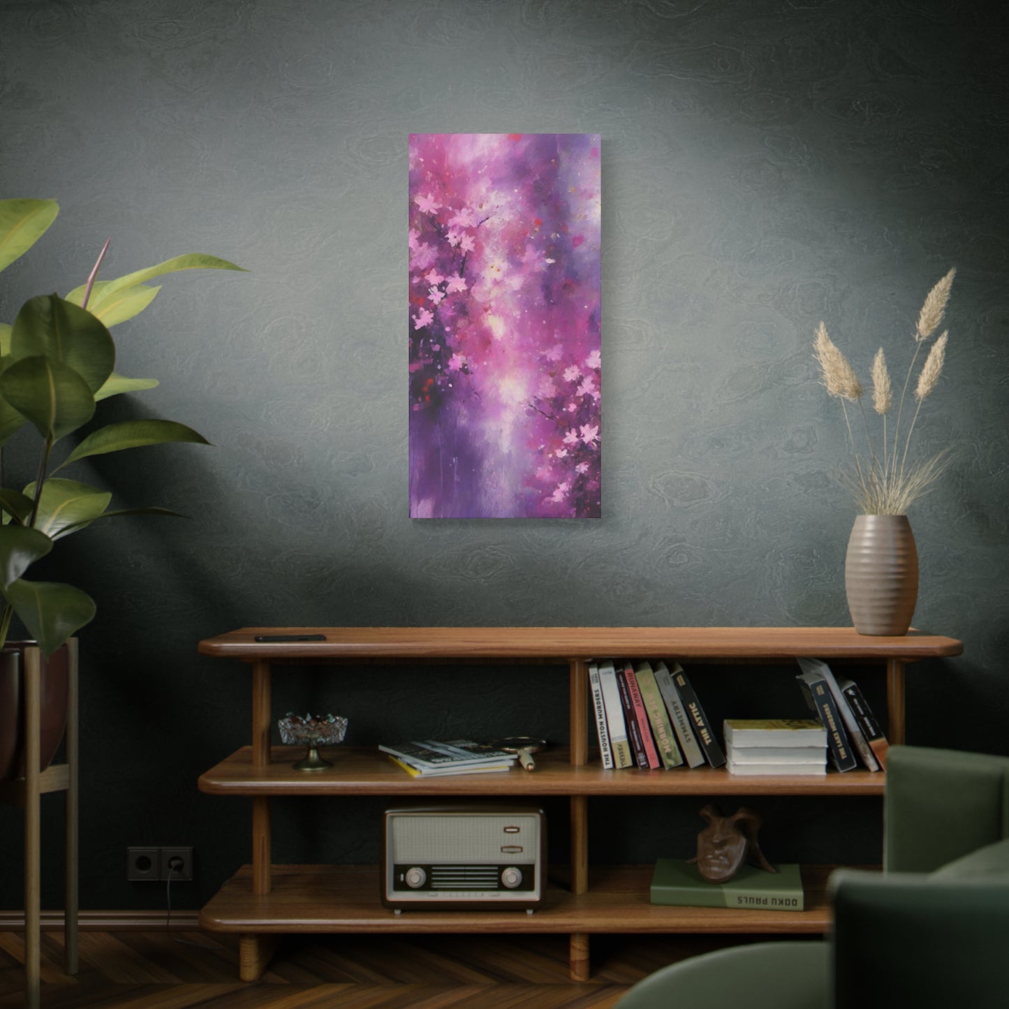 Abstract Art Canvas Print – Modern Wall Art, Digital Artwork, Matte Canvas, Ready to Hang, Home & Office Décor, Modern Wall Décor, Floral Abstract Wall Art - Purple Blossom Matte Canvas