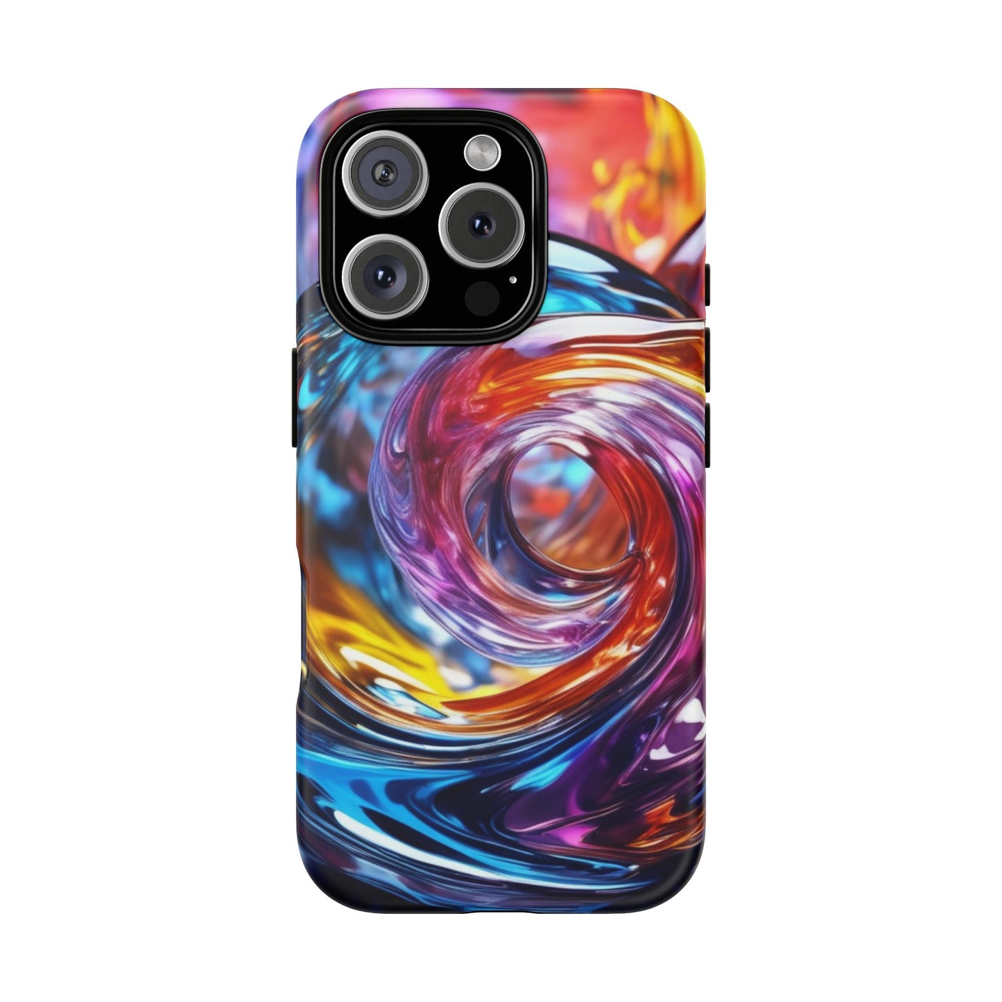 iPhone Tough Case Phone Case for iPhone 14\15\16 – Dual Layer, Matte/Glossy Finish, Wireless Charging CompatibleVibrant Swirl Phone Case - Tough Cases for Protection