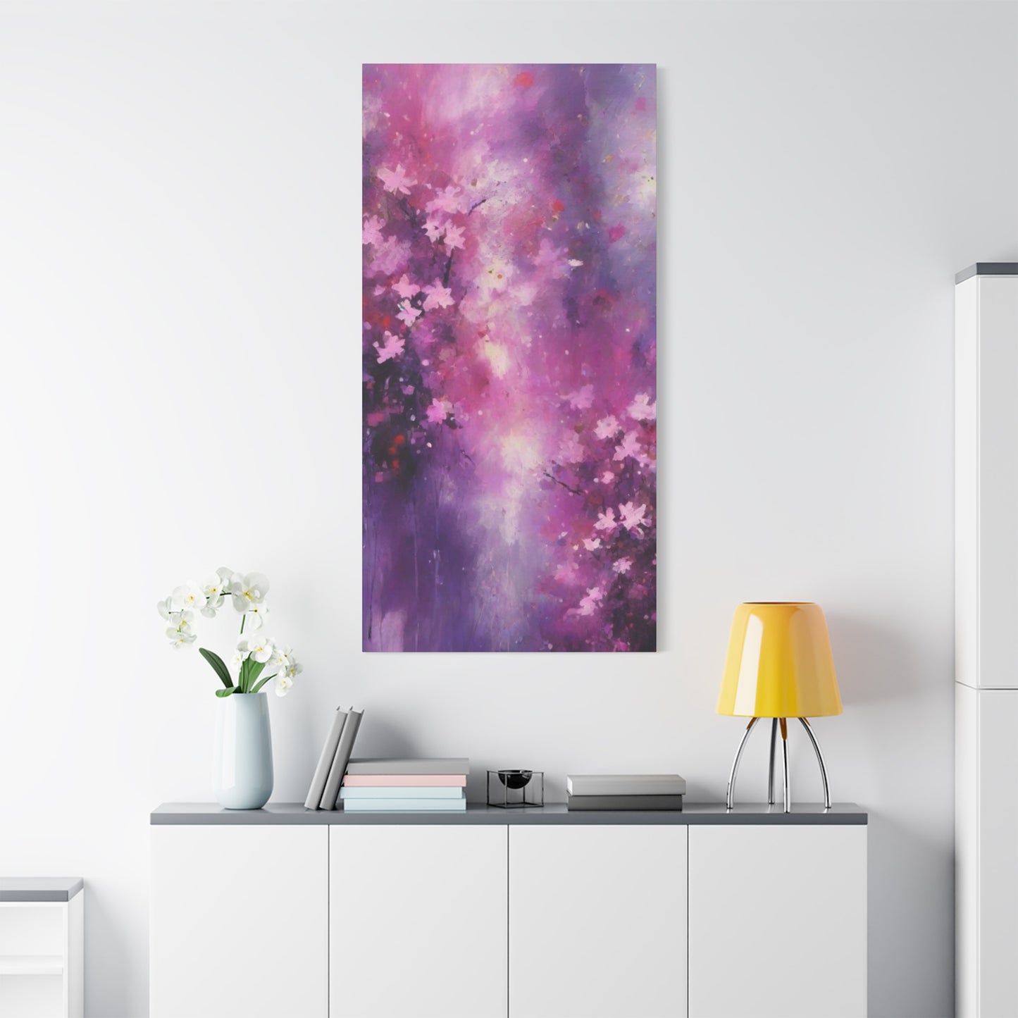 Abstract Art Canvas Print – Modern Wall Art, Digital Artwork, Matte Canvas, Ready to Hang, Home & Office Décor, Modern Wall Décor, Floral Abstract Wall Art - Purple Blossom Matte Canvas
