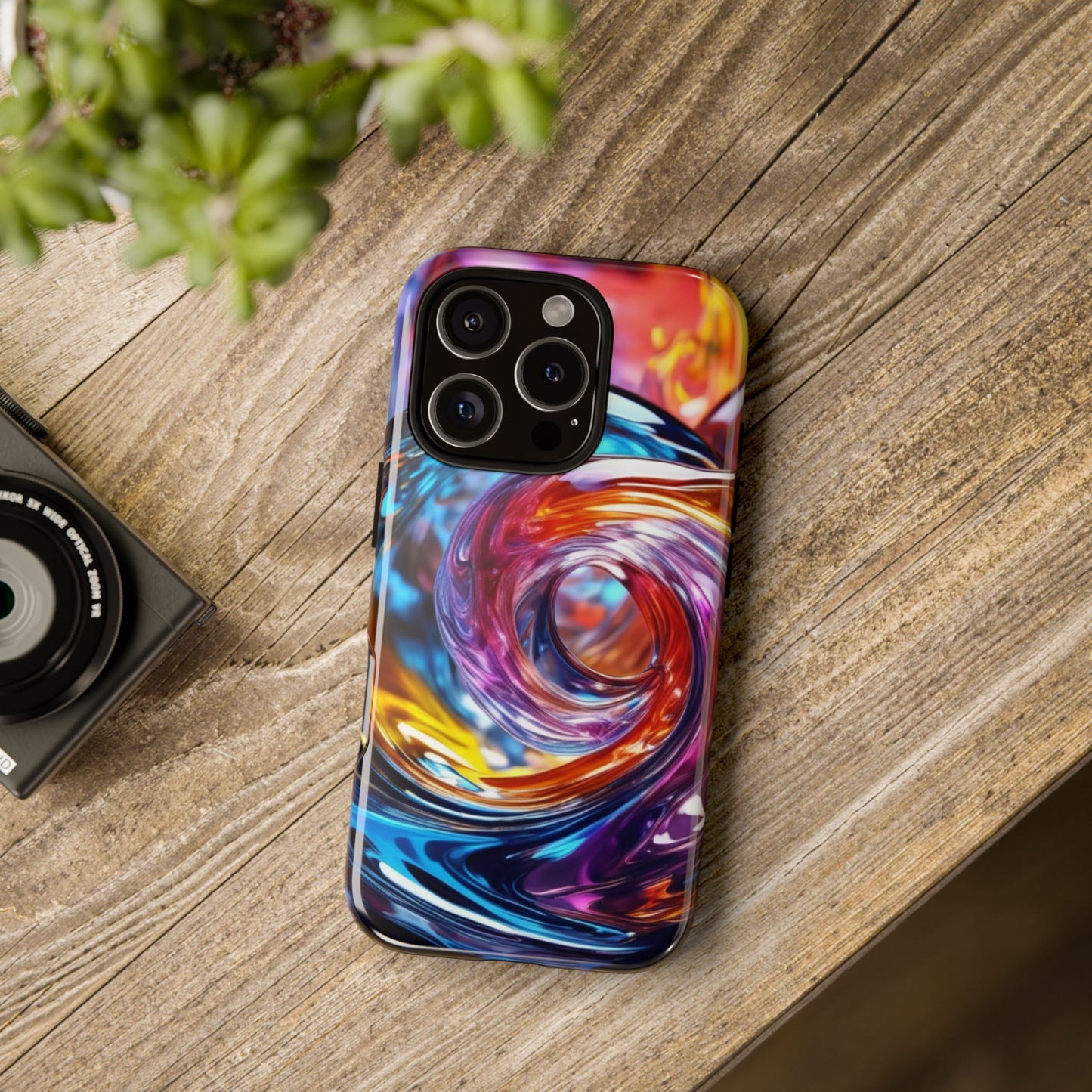 iPhone Tough Case Phone Case for iPhone 14\15\16 – Dual Layer, Matte/Glossy Finish, Wireless Charging CompatibleVibrant Swirl Phone Case - Tough Cases for Protection