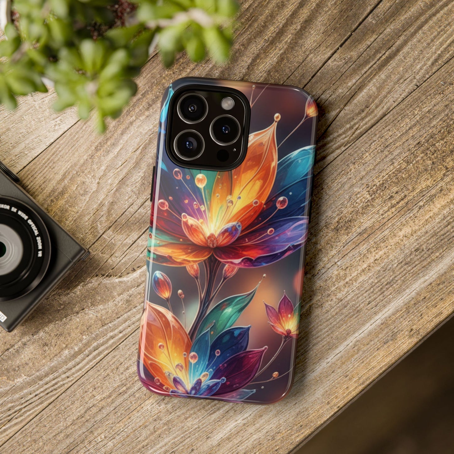 iPhone Tough Cases Phone Cases for iPhone 14\15\16\17 – Dual Layer, Matte/Glossy Finish, Wireless Charging Compatible — Vibrant Floral Lotus Phone Case