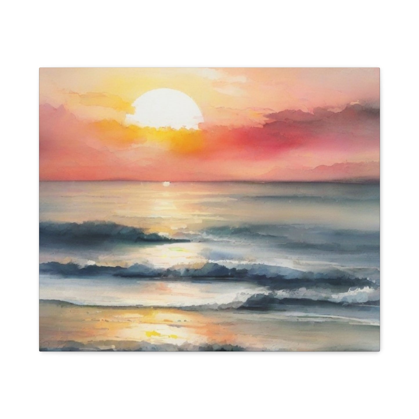 Abstract Art Canvas Print – Modern Wall Art, Digital Artwork, Matte Canvas, Ready to Hang, Home & Office Décor, Modern Wall Décor, Coastal Sunset Canvas Wall Art - 12" x 16" Stretched Print
