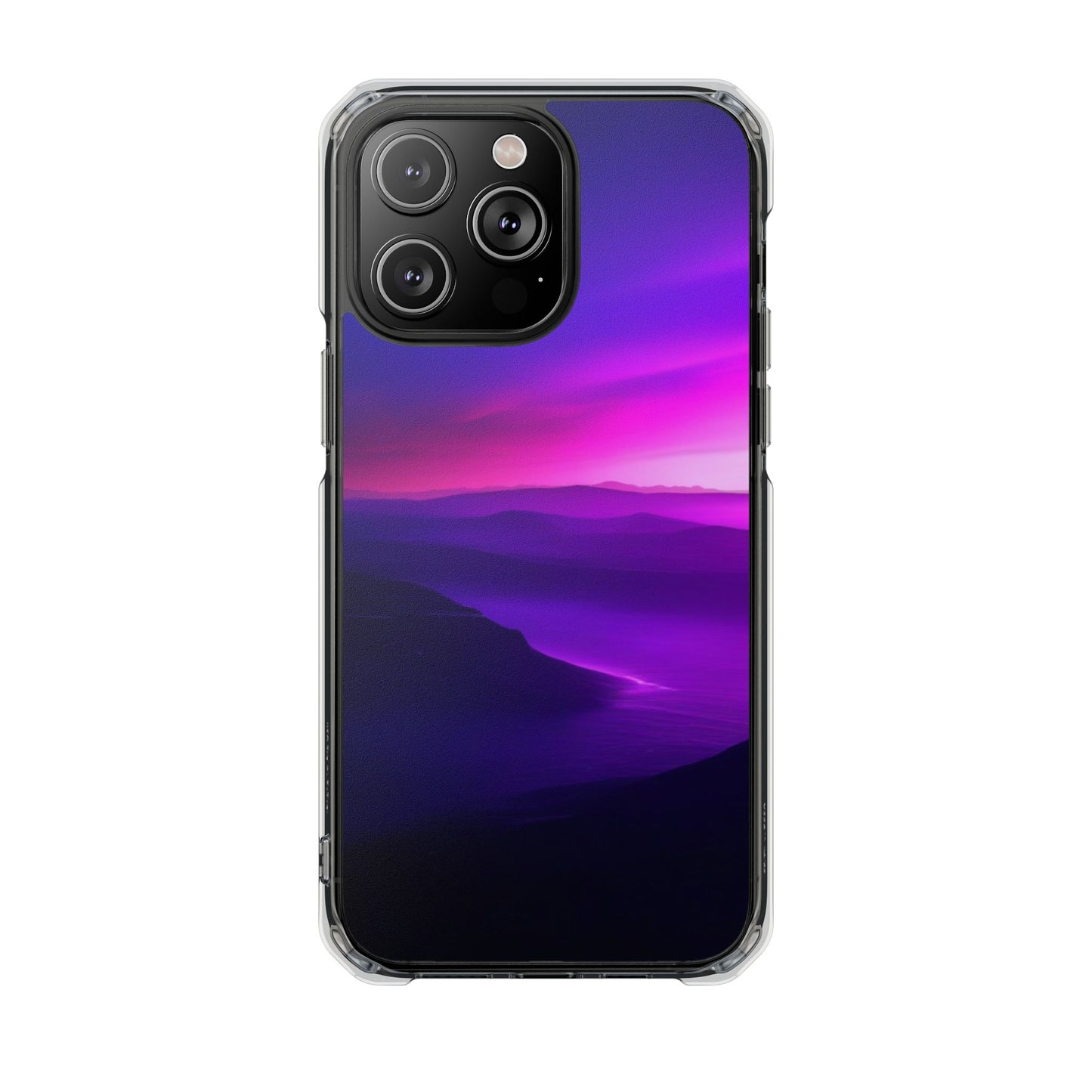 Magnetic Phone Case for iPhone 16/15/14, Impact Protection, Stylish Tech Accessory, Gift for Tech Lovers, Purple Landscape Case