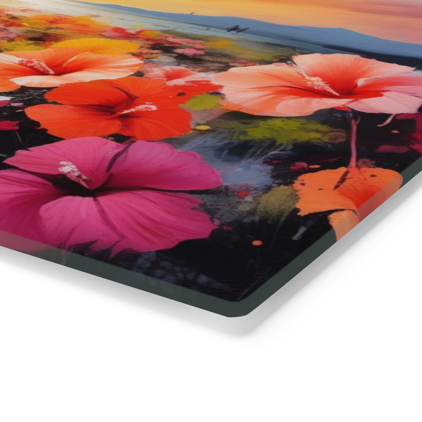 Tempered Glass Cutting Board – Hygienic, Scratch-Resistant, Dishwasher-Safe | Modern Kitchen Essential, Vibrant Floral Sunset Cutting Board - Artistic Kitchen Decor