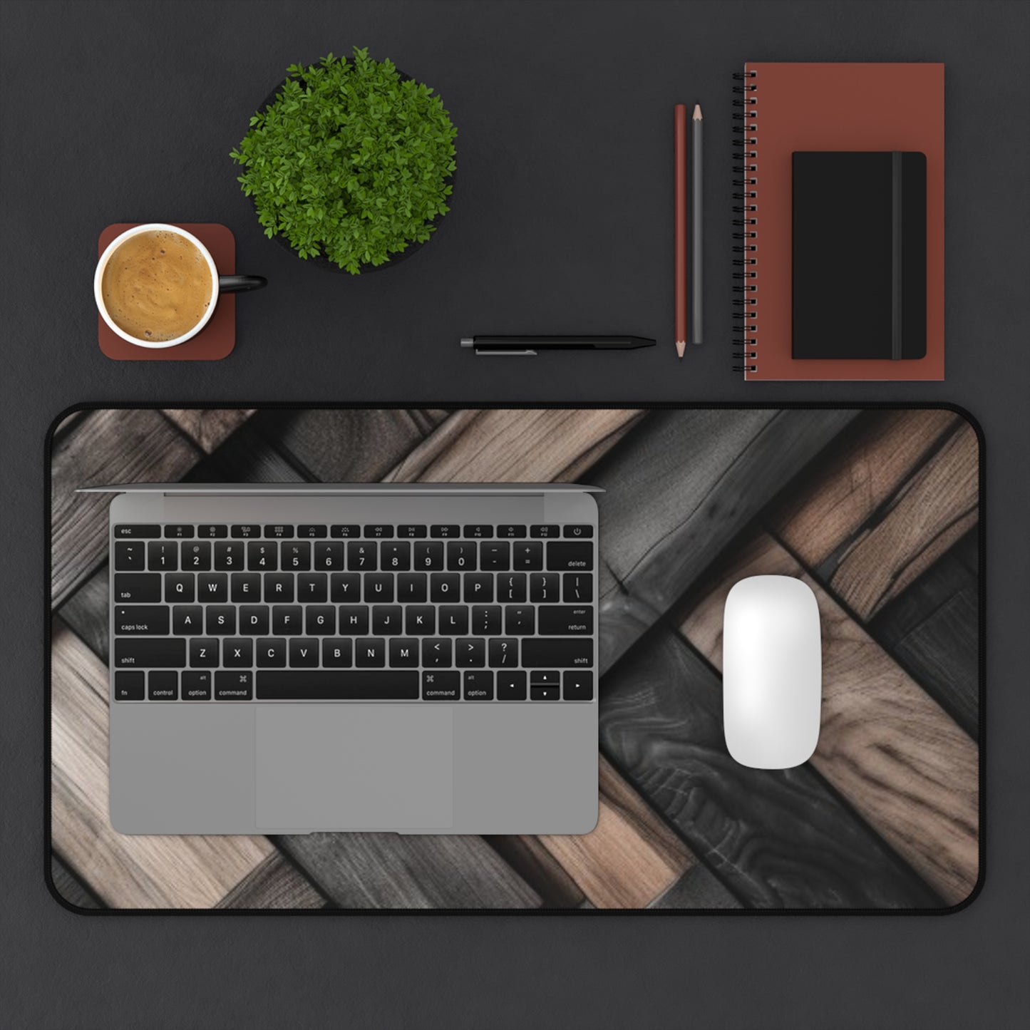 Large Gaming Mouse Pad – Premium Mouse Pad & Tech Accessory for Home & Office, Premium Desk Mat, Gaming Mouse Pad, Non-slip, Elegant Wooden Textured Desk Mat - Sleek Black Base for Home Office