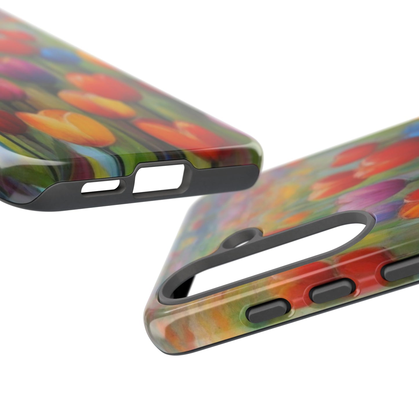 Tough Case Phone Case for Samsung Galaxy S25/S24– Dual Layer, Matte/Glossy Finish, Wireless Charging Compatible, Colorful Tulip Phone Case
