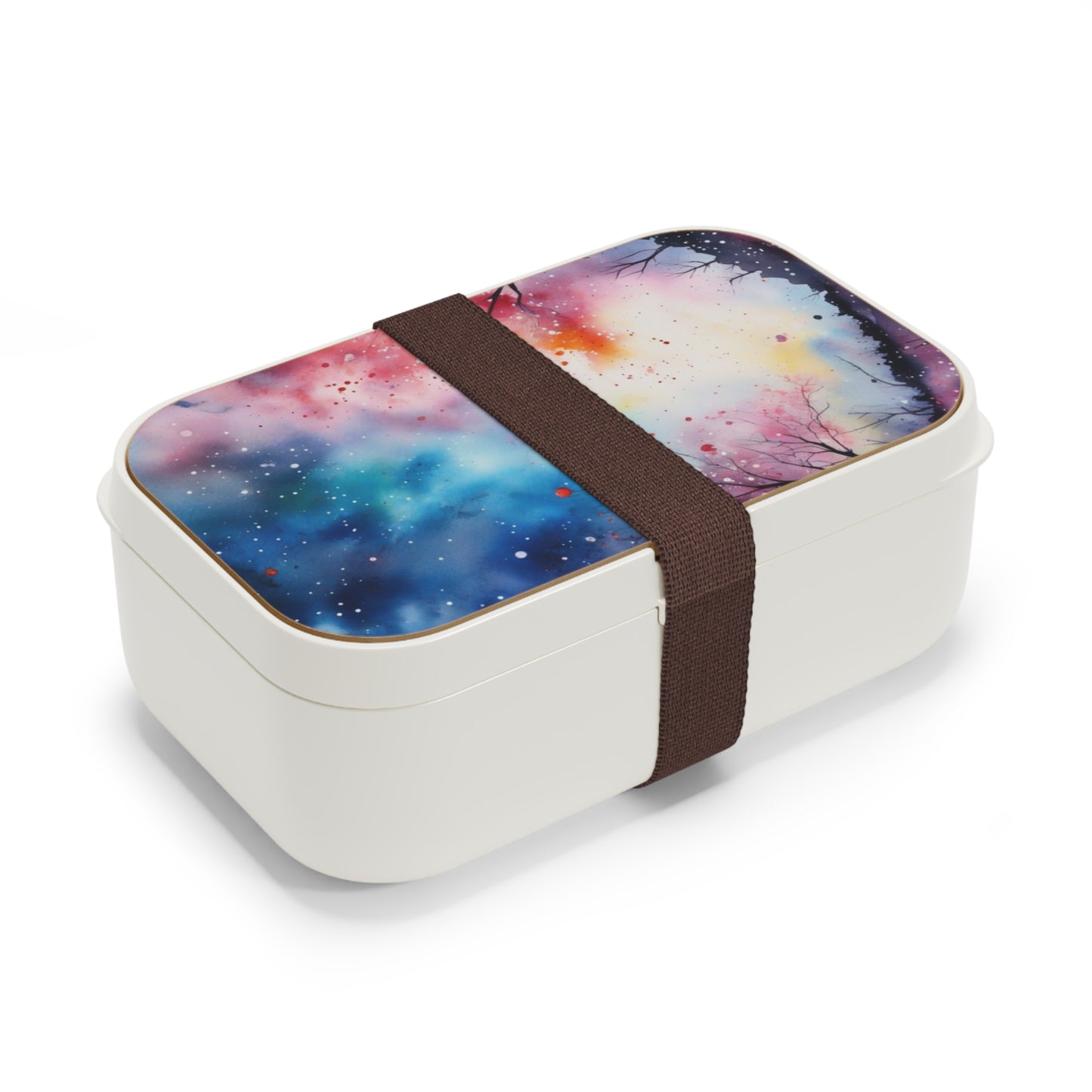 Stylish Bento Box Lunchbox – Portable, Designed Food Container with Wooden Lid & Two Moveable Compartments for Work, School & Picnics