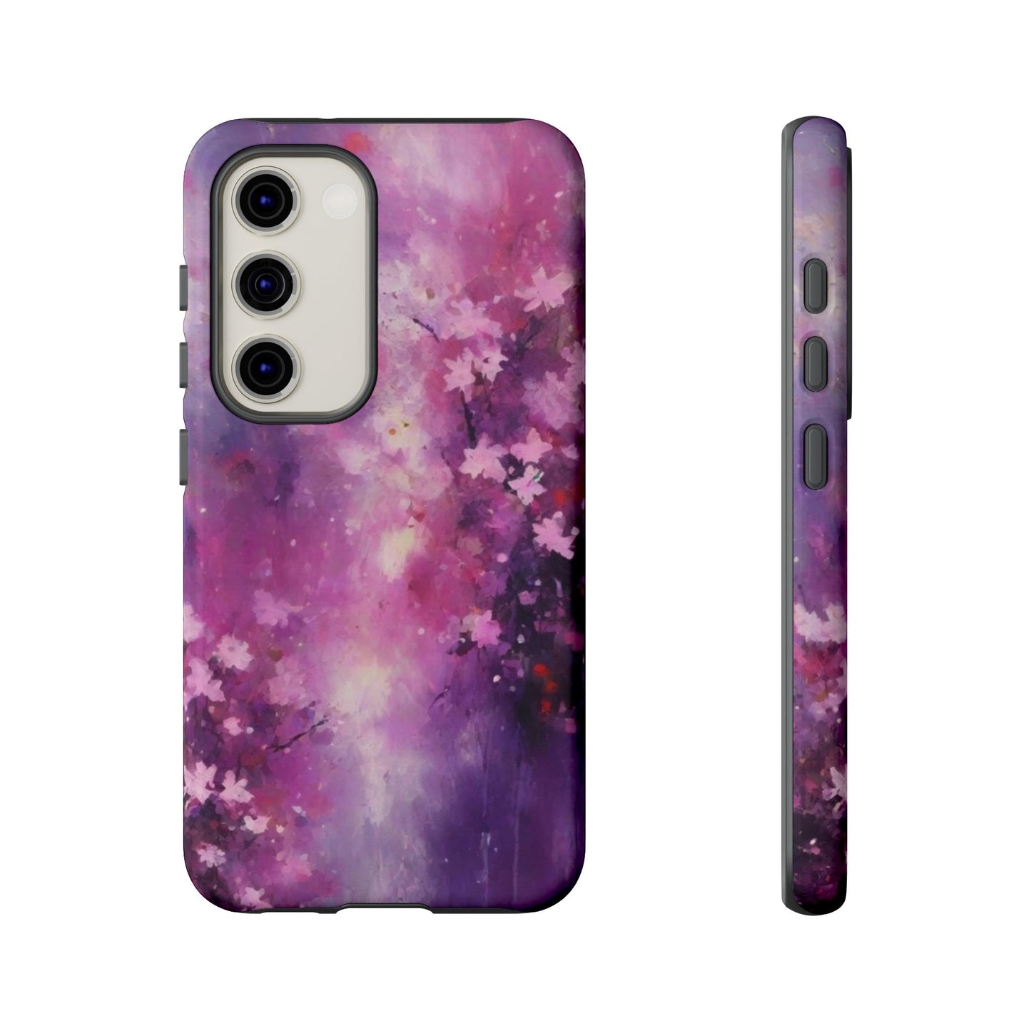 Tough Case Phone Case for Samsung Galaxy S25/S24/S23 – Dual Layer, Matte/Glossy Finish, Wireless Charging Compatible, Cherry Blossom Tough Case - Floral Phone Cover