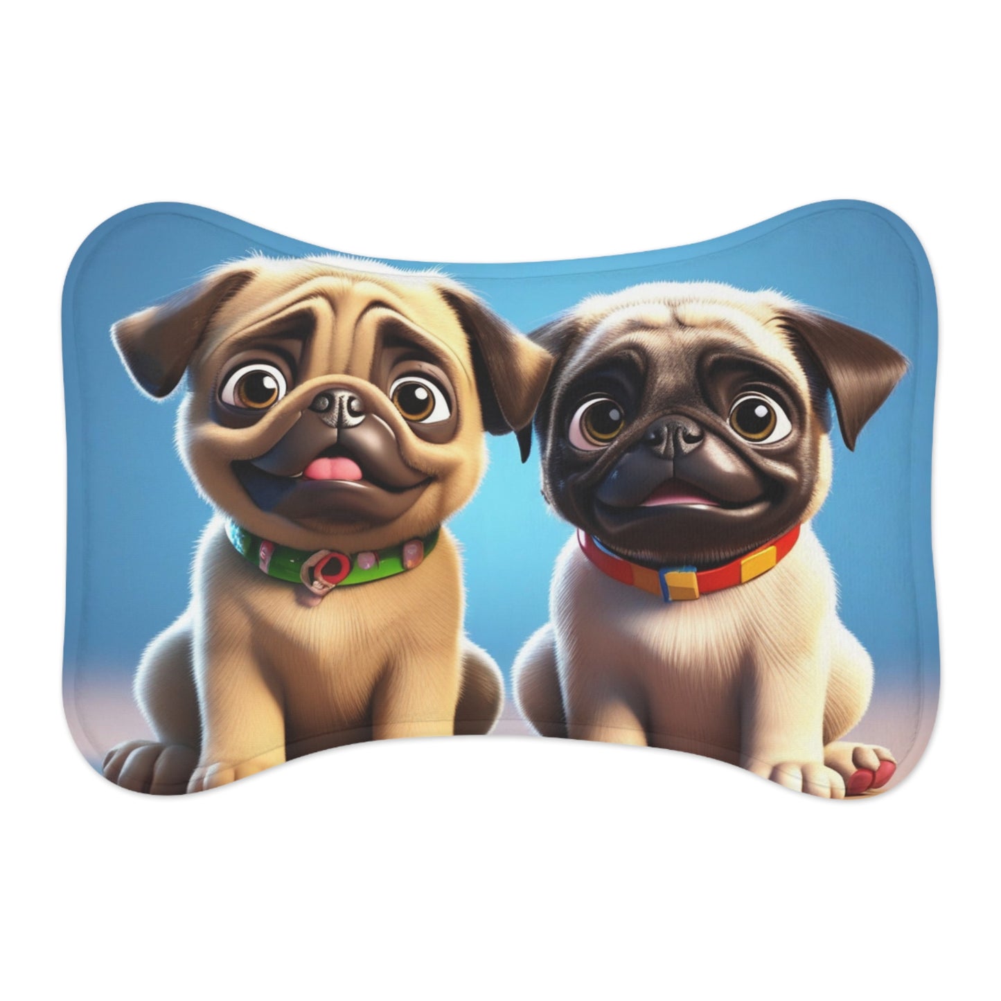 Designer Pet Feeding Mat – Non-Slip, Absorbent & Bone Shaped for Mess-Free Meals, Adorable Pug Pet Feeding Mat - Fun & Functional Dog Dish Mat with Cute Design