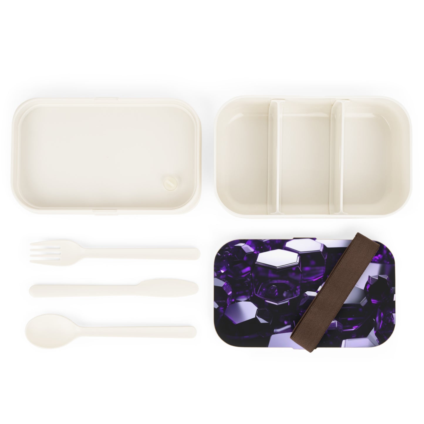 Stylish Bento Box Lunchbox – Portable, Designer Food Container with Wooden Lid & Two Moveable Compartments for Work, School & Picnics