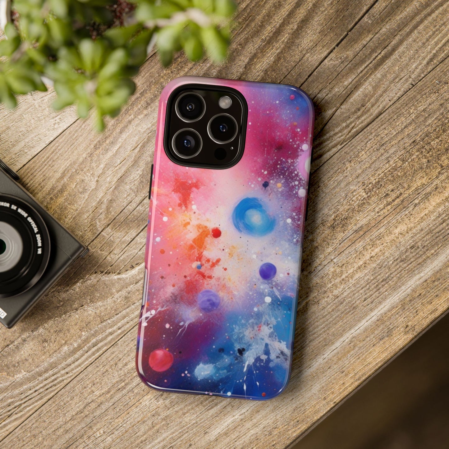iPhone Tough Case Phone Case for iPhone 14\15\16 – Dual Layer, Matte/Glossy Finish, Wireless Charging Compatible, Galaxy-Themed Tough Phone Case – Vibrant Space Design