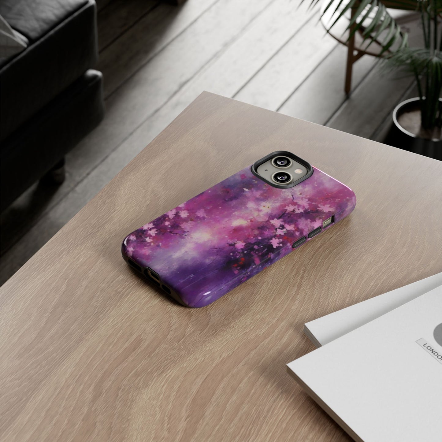 iPhone Tough Case Phone Case for iPhone 14\15\16 – Dual Layer, Matte/Glossy Finish, Wireless Charging Compatible, Cherry Blossom Phone Case