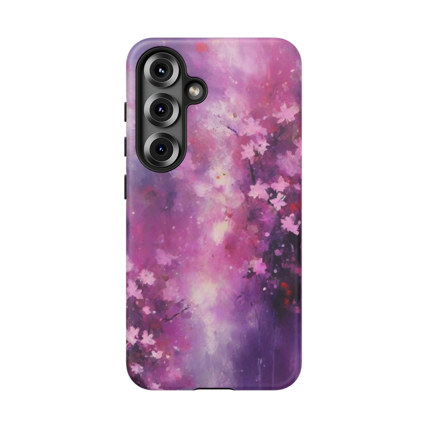 Tough Case Phone Case for Samsung Galaxy S25/S24/S23 – Dual Layer, Matte/Glossy Finish, Wireless Charging Compatible, Cherry Blossom Tough Case - Floral Phone Cover