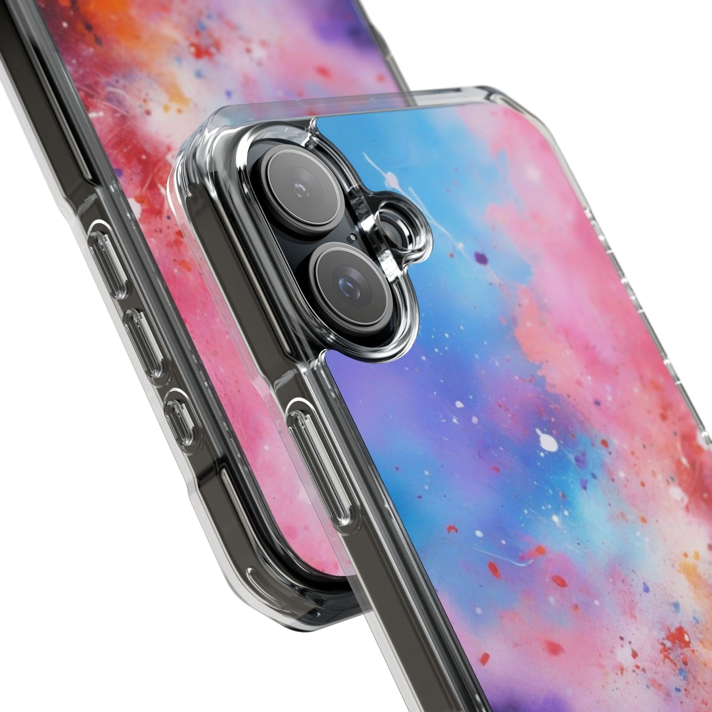 Magnetic Clear Impact Cases for iPhone 16/15/14, Colorful Nebula Design, Unique Gift for Phone Lovers,