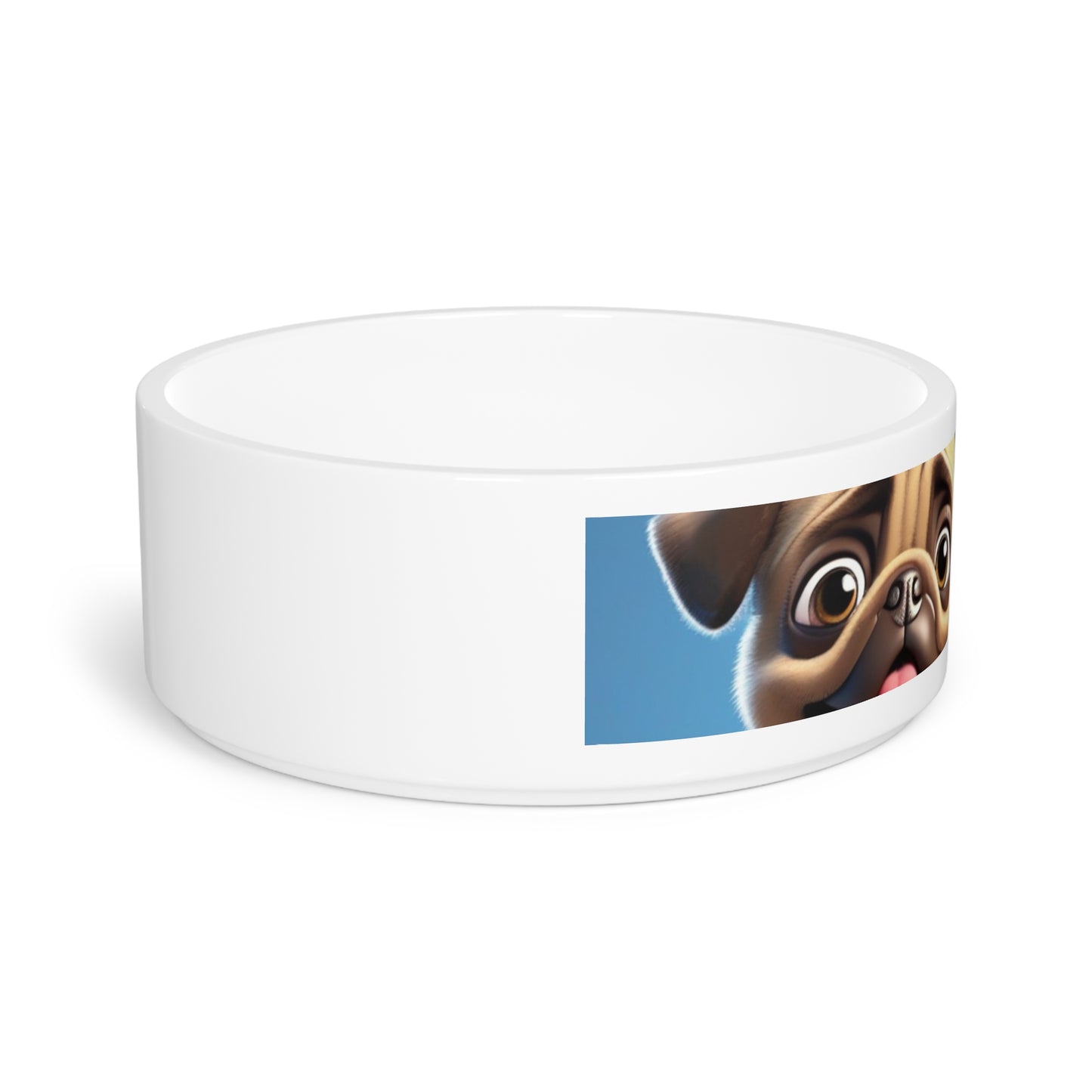 Pet Dog Bowl – Ceramic Food & Water Dish, Microwave & Dishwasher Safe, Cute Pug Pet Bowl - Perfect Gift for Dog Lovers