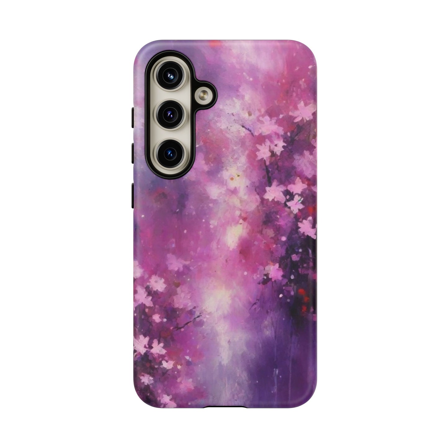Tough Case Phone Case for Samsung Galaxy S25/S24/S23 – Dual Layer, Matte/Glossy Finish, Wireless Charging Compatible, Cherry Blossom Tough Case - Floral Phone Cover