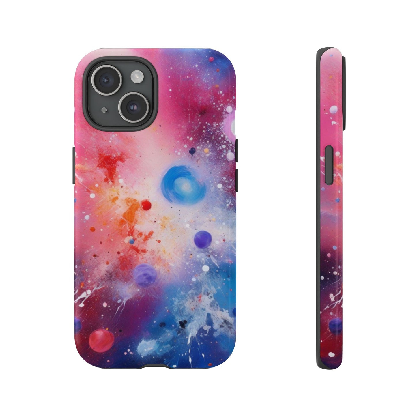 iPhone Tough Case Phone Case for iPhone 14\15\16 – Dual Layer, Matte/Glossy Finish, Wireless Charging Compatible, Galaxy-Themed Tough Phone Case – Vibrant Space Design