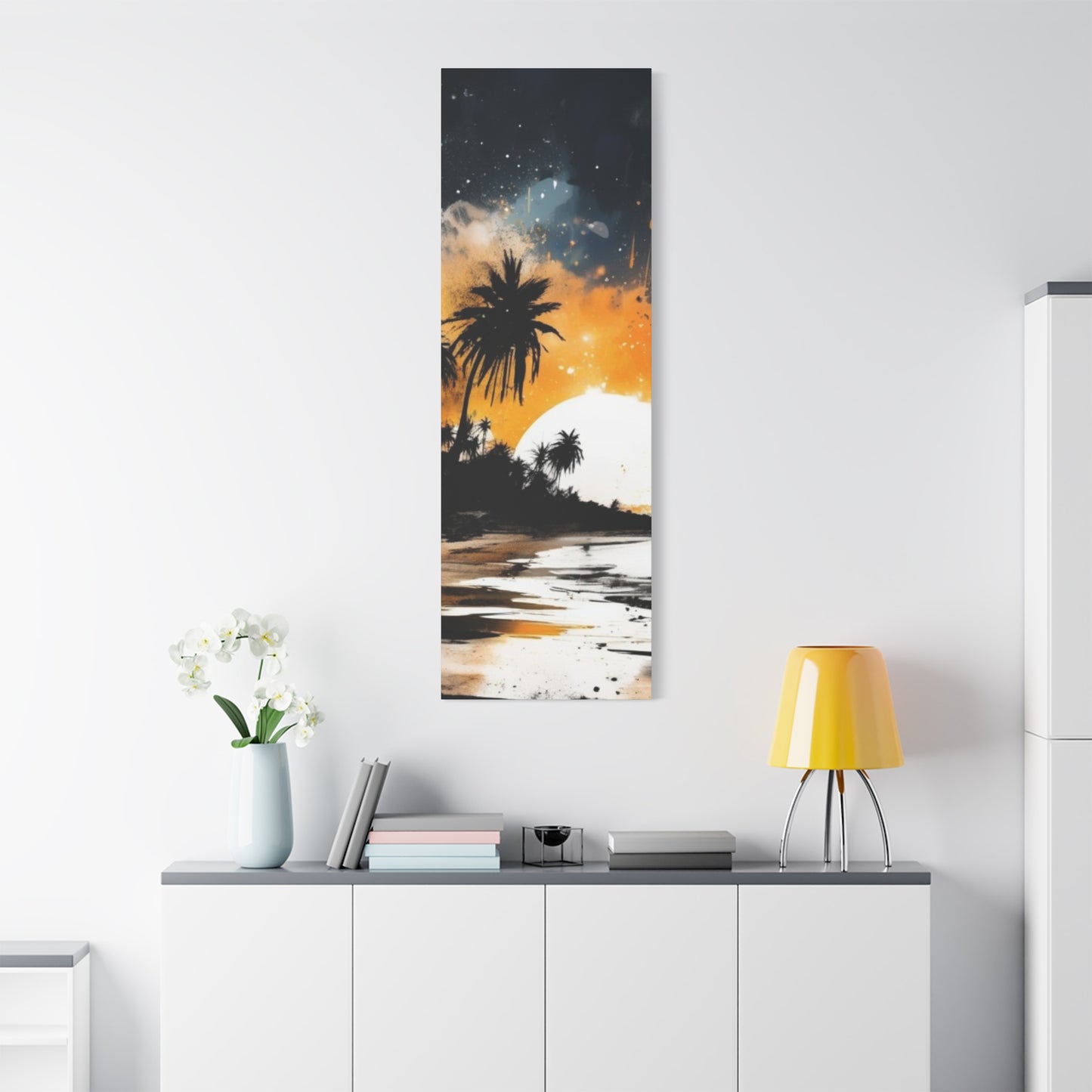 Sunset Beach Canvas Wall Art, Tropical Décor, Home Aesthetic, Gift for Beach Lovers, Relaxing Wall Decoration