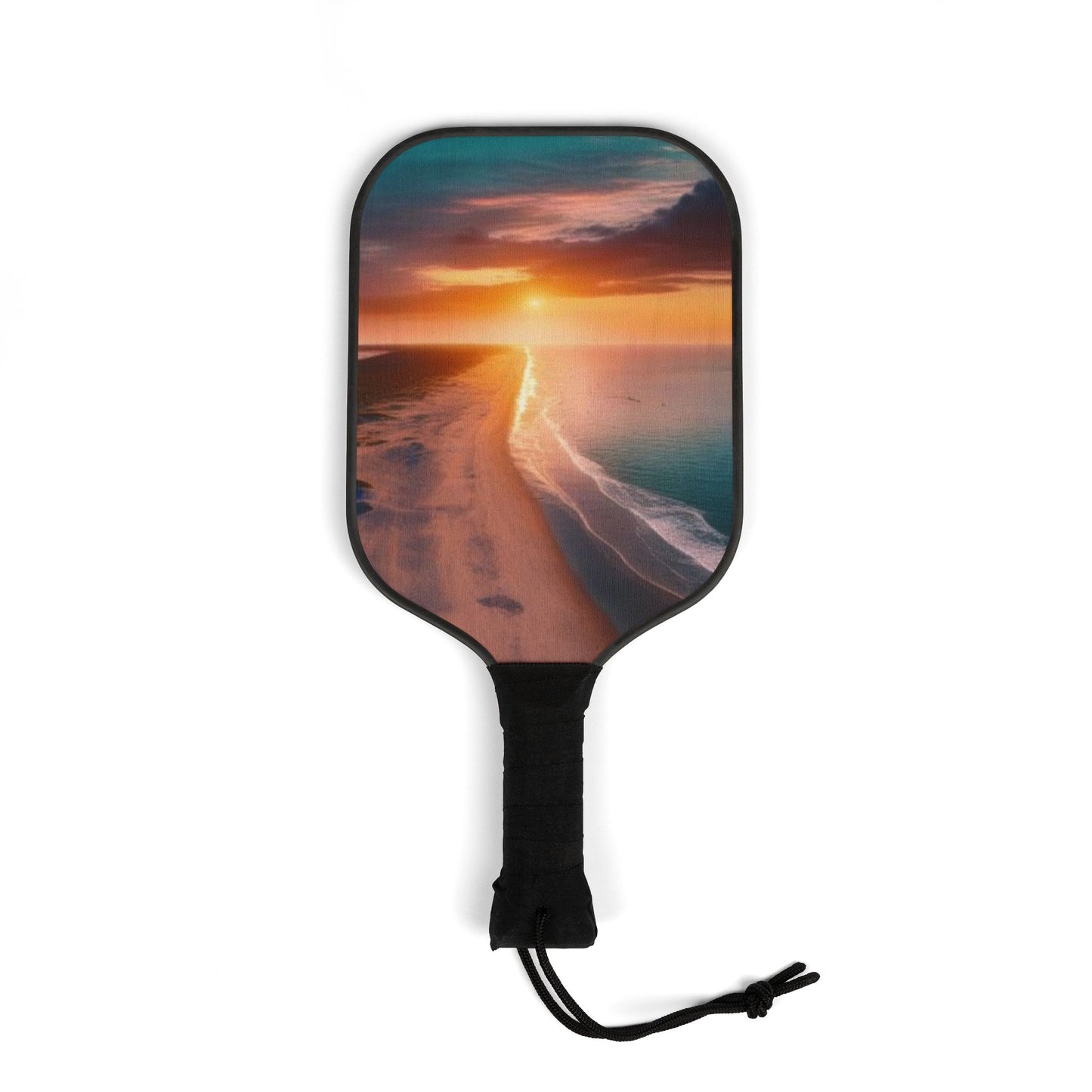 Pickleball Kit – Durable Wooden Paddles, Portable Set with Balls & Carry Bag for All Skill Levels - Perfect for Outdoor Fun! Beach Sunset Pickleball Paddle Kit