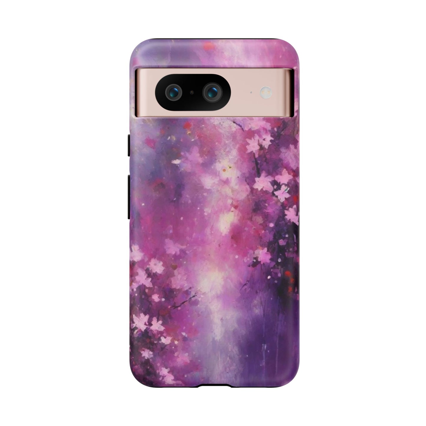 Tough Case Phone Case for Google Pixel 7/8/9– Dual Layer, Matte/Glossy Finish, Wireless Charging Compatible, Artistic Floral Phone Case - Tough Cases with Cherry Blossom Design