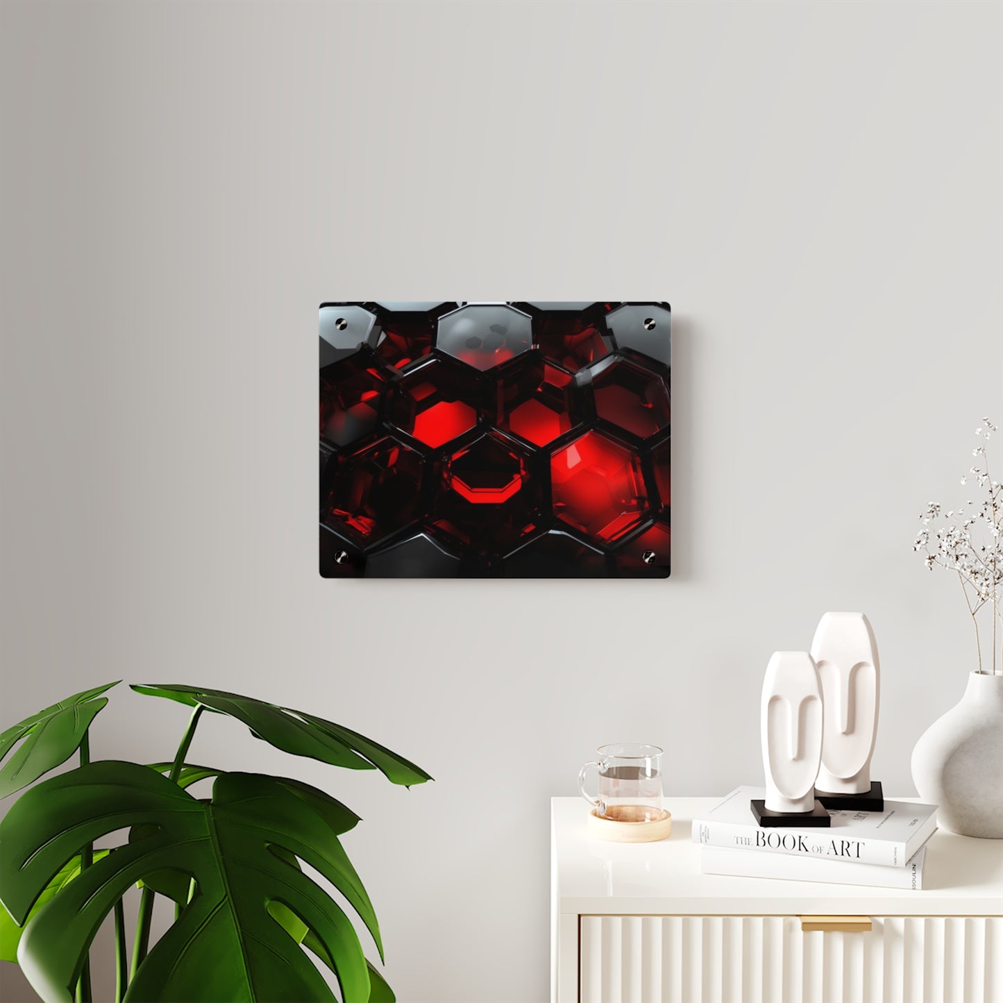Modern Acrylic Wall Art Panels - Honeycomb Design, Home Decor, Contemporary Art, Unique Wall Hanging, Gift for Art Lovers