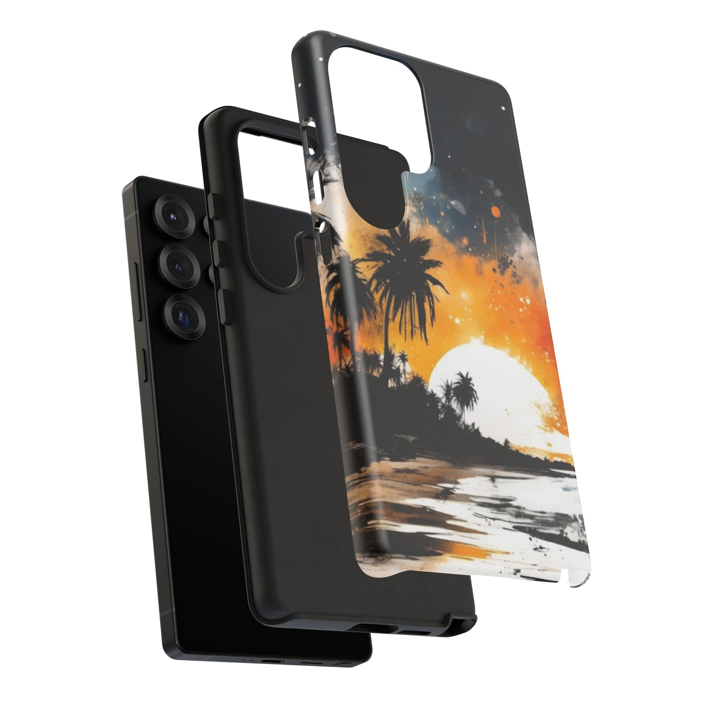 Tough Cases Phone Cases for Samsung Galaxy S25/S24/S23 – Dual Layer, Matte/Glossy Finish, Wireless Charging Compatible: Tropical Sunset Phone Case, Customizable iPhone Cover, Summer Vibes Accessory, Beach Lover Gift