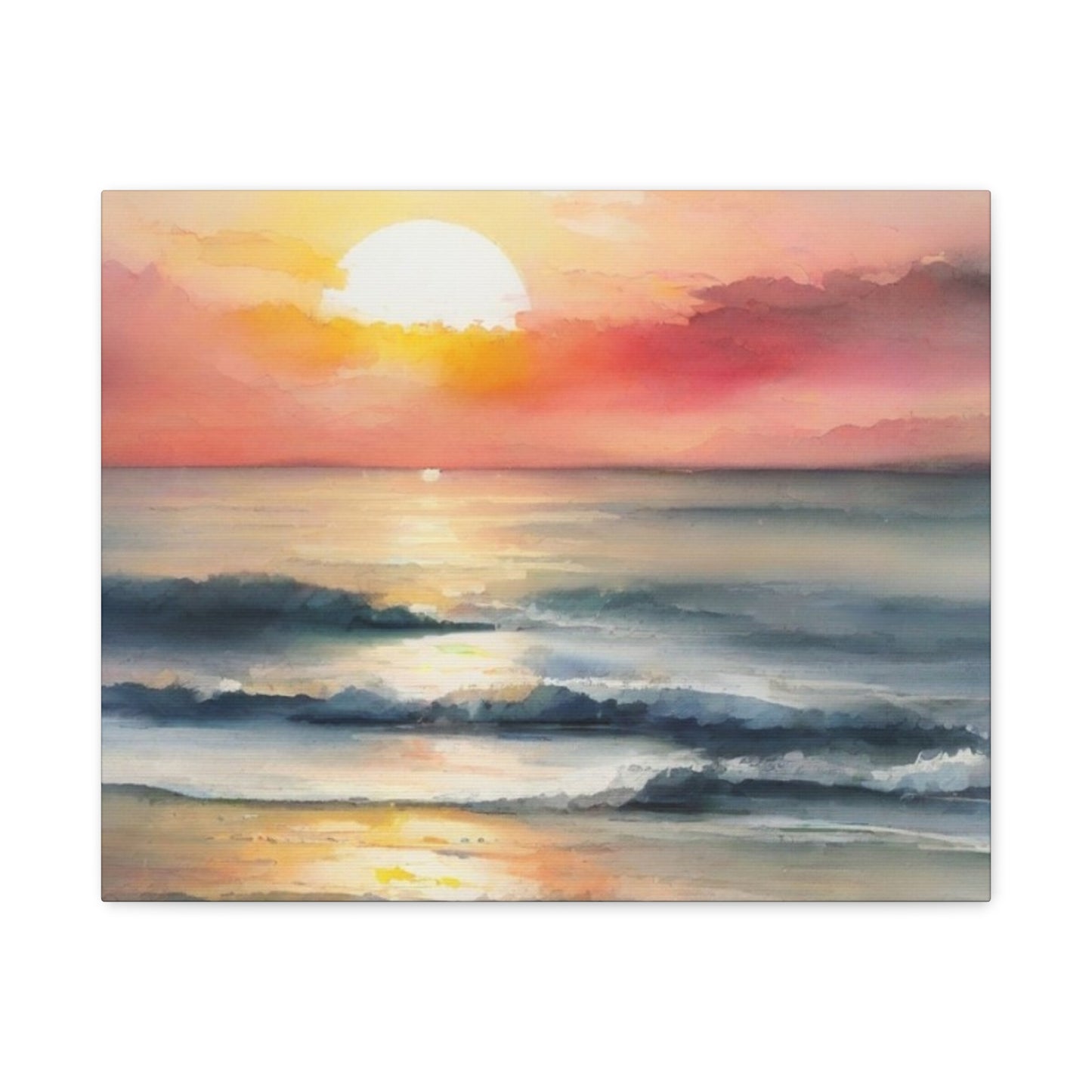 Abstract Art Canvas Print – Modern Wall Art, Digital Artwork, Matte Canvas, Ready to Hang, Home & Office Décor, Modern Wall Décor, Coastal Sunset Canvas Wall Art - 12" x 16" Stretched Print