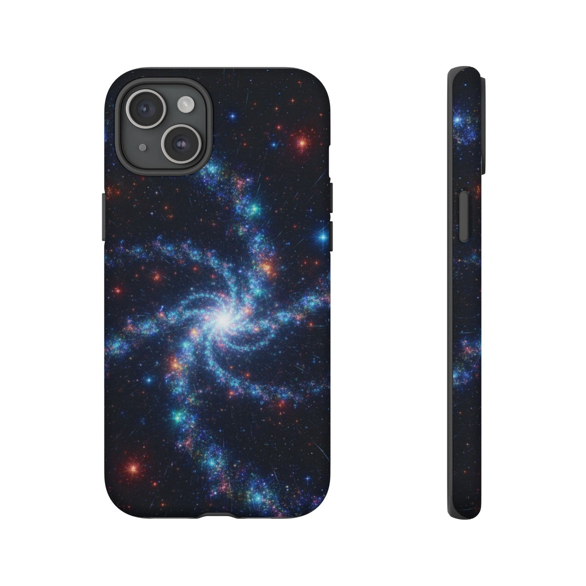 iPhone Tough Cases Phone Cases for iPhone 14\15\16\17\18 – Dual Layer, Matte/Glossy Finish, Wireless Charging Compatible. Galaxy Spiral Tough Phone Case — Cosmic Starfield Protective Cover for iPhone