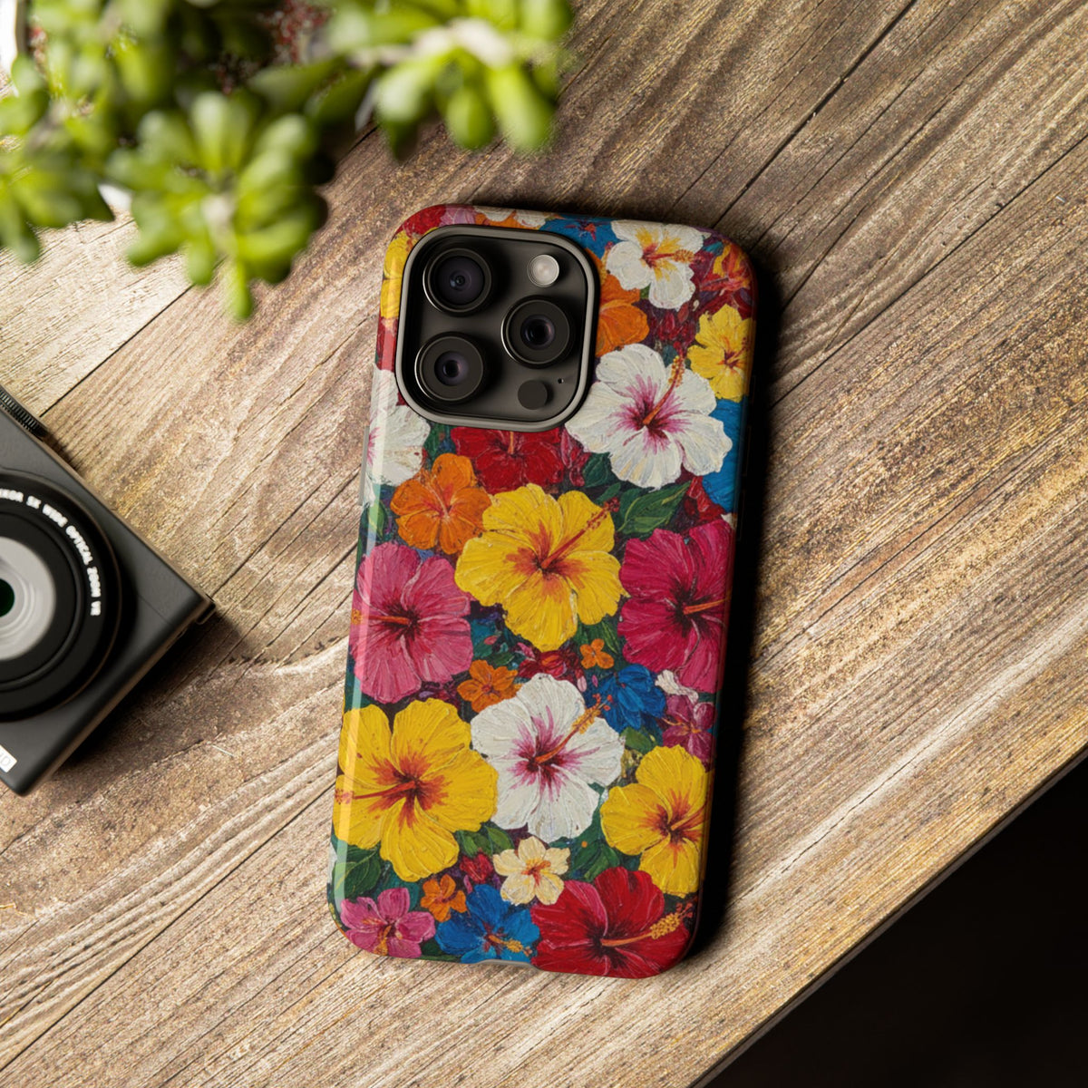 iPhone Tough Cases Phone Cases for iPhone 14\15\16\17 – Dual Layer, Matte/Glossy Finish, Wireless Charging CompatibleFloral Hibiscus Tough Phone Case — Bright Tropical Protection