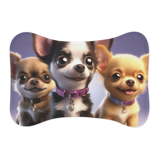 Designer Pet Feeding Mat – Non-Slip, Absorbent & Bone Shaped for Mess-Free Meals, Cute Chihuahua Pet Feeding Mat – Perfect for Dog Lovers